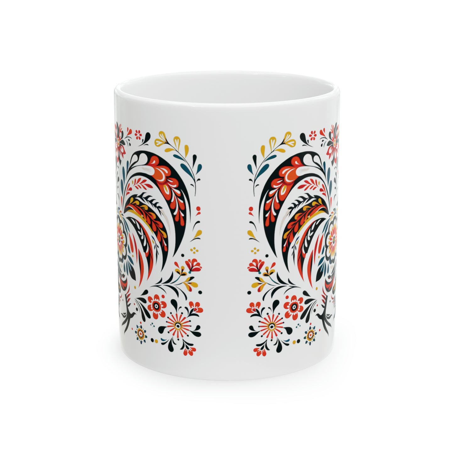 Polish Folk Art, Wycinanki Rooster Mug 11 oz.