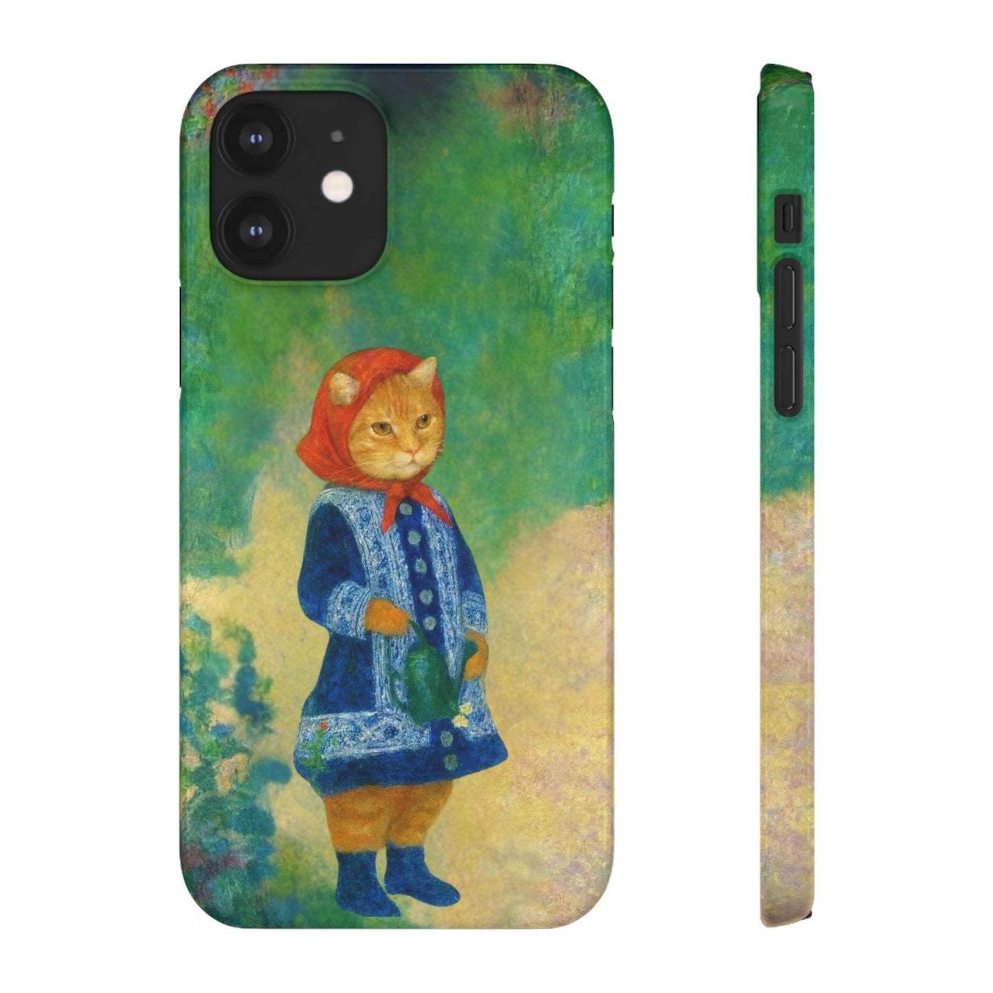 Babushka Cat With a Watering Can x Renoir Funny Art  Slim Phone Case