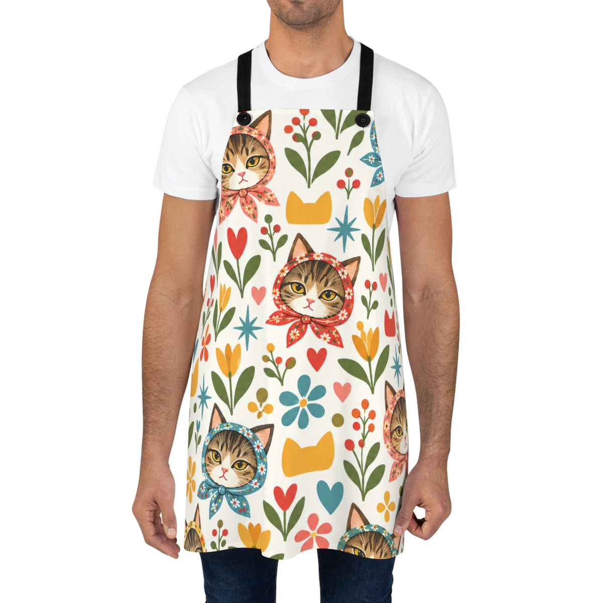 Babushka Cats Kitschy Cat Lover Apron (AOP)