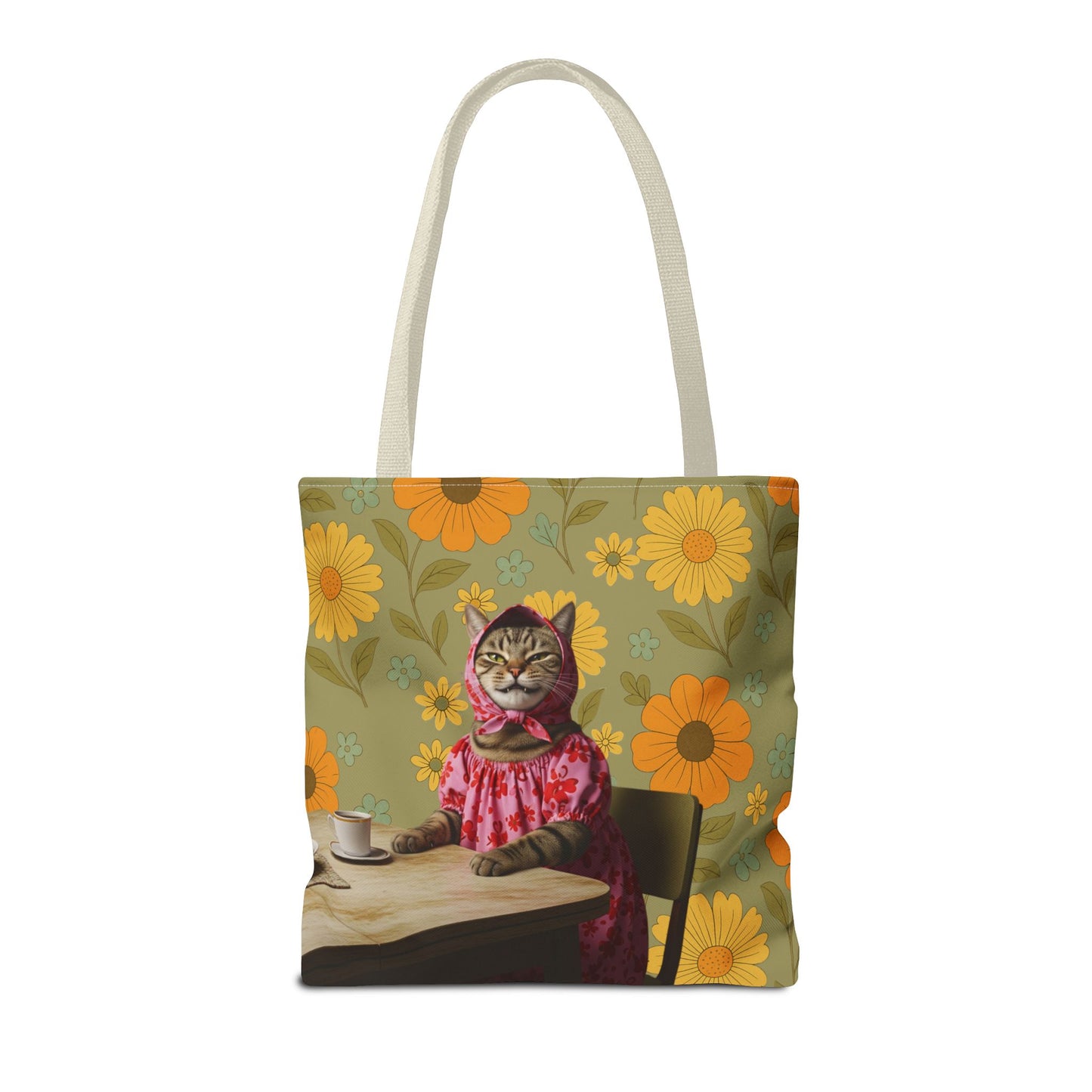 Babushka Cat Retro Style Kitschy Tote Bag (AOP)