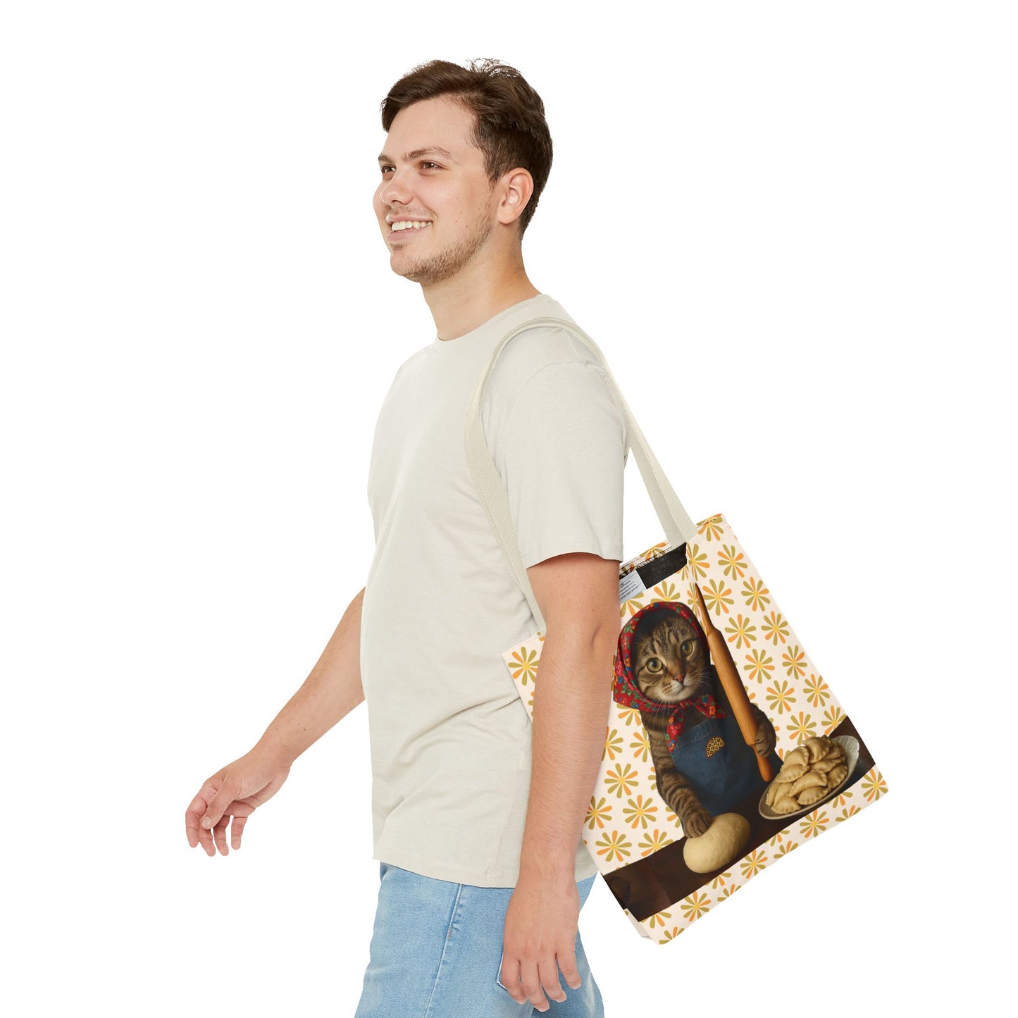 Babushka Cat ™ Adorable Polish Theme Tote Bag (AOP), Pierogi Gifts