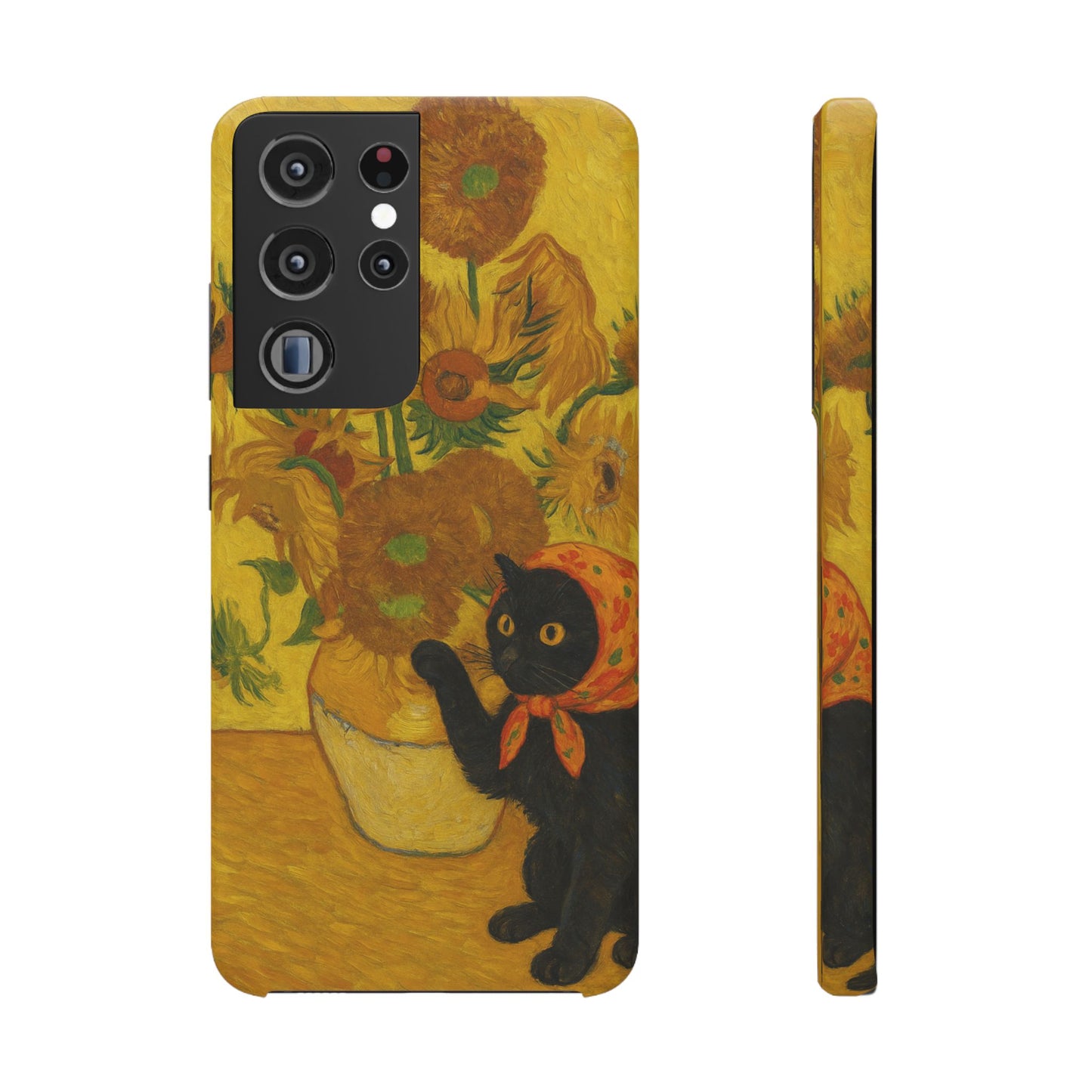 Babushka Cat Van Gogh Sunflowers Snap Phone Case