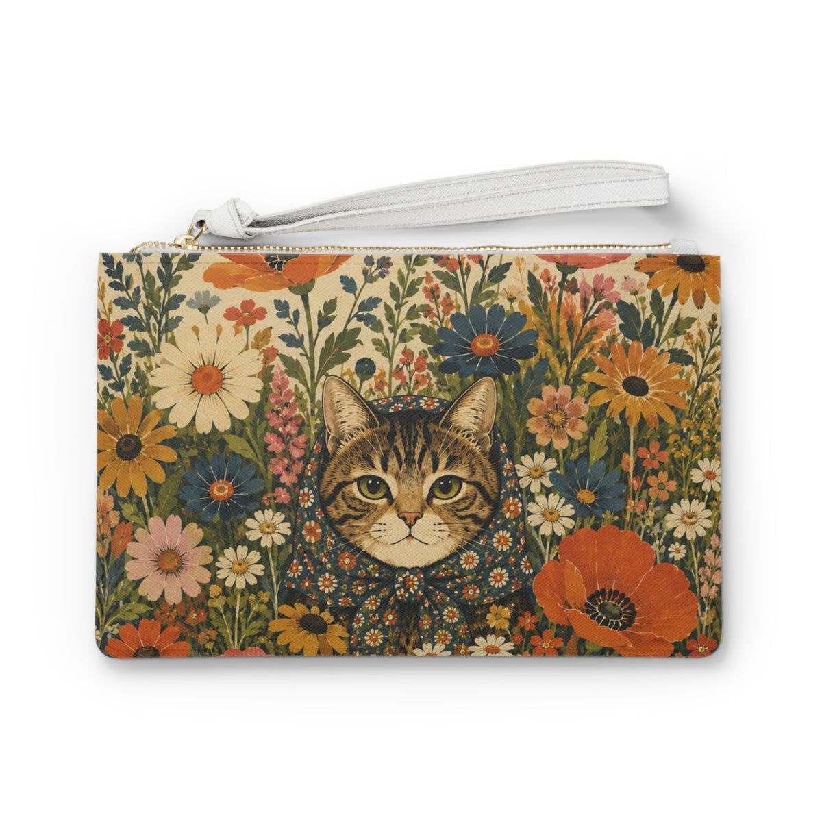 Babushka Cat Garden Peeper  Clutch Bag