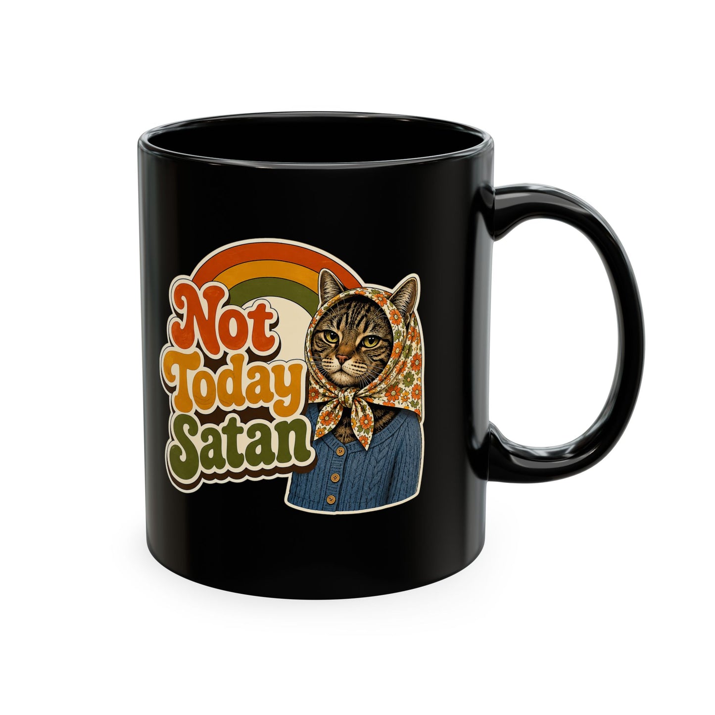 Babushka Cat-Not Today Satan-Traditional Ceramic Mug