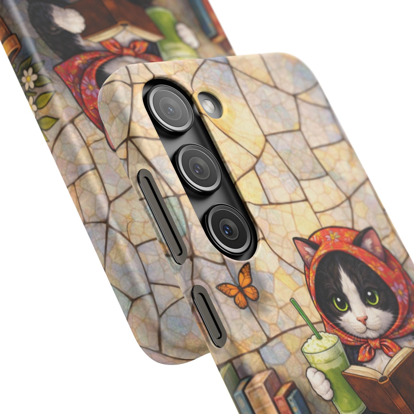 Babushka Cat Reads, Tuxedo Cat Literary Snap Phone Case