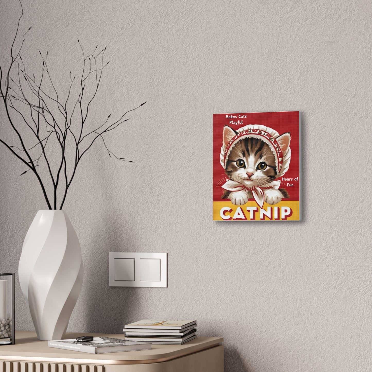 Vintage Style Babushka Kitten Catnip Ad Art