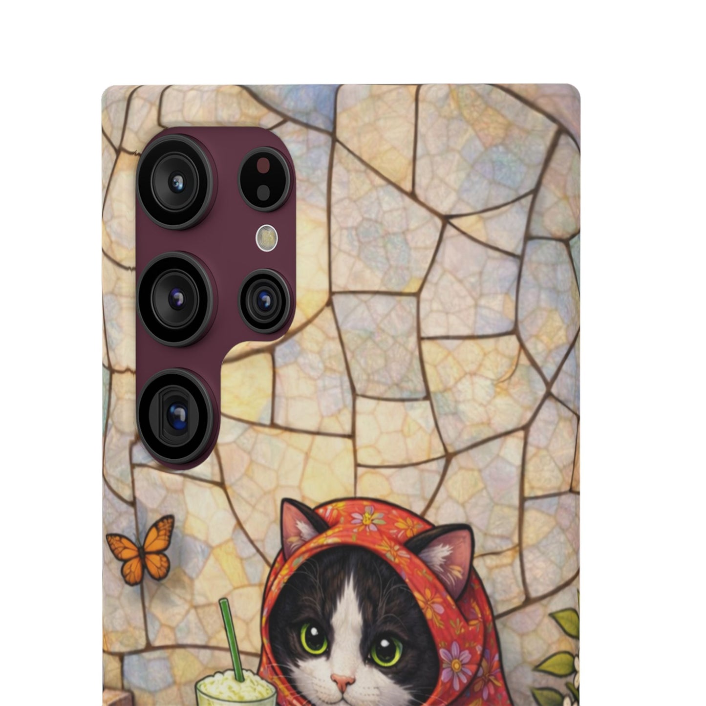 Babushka Cat Reads, Tuxedo Cat Literary Snap Phone Case