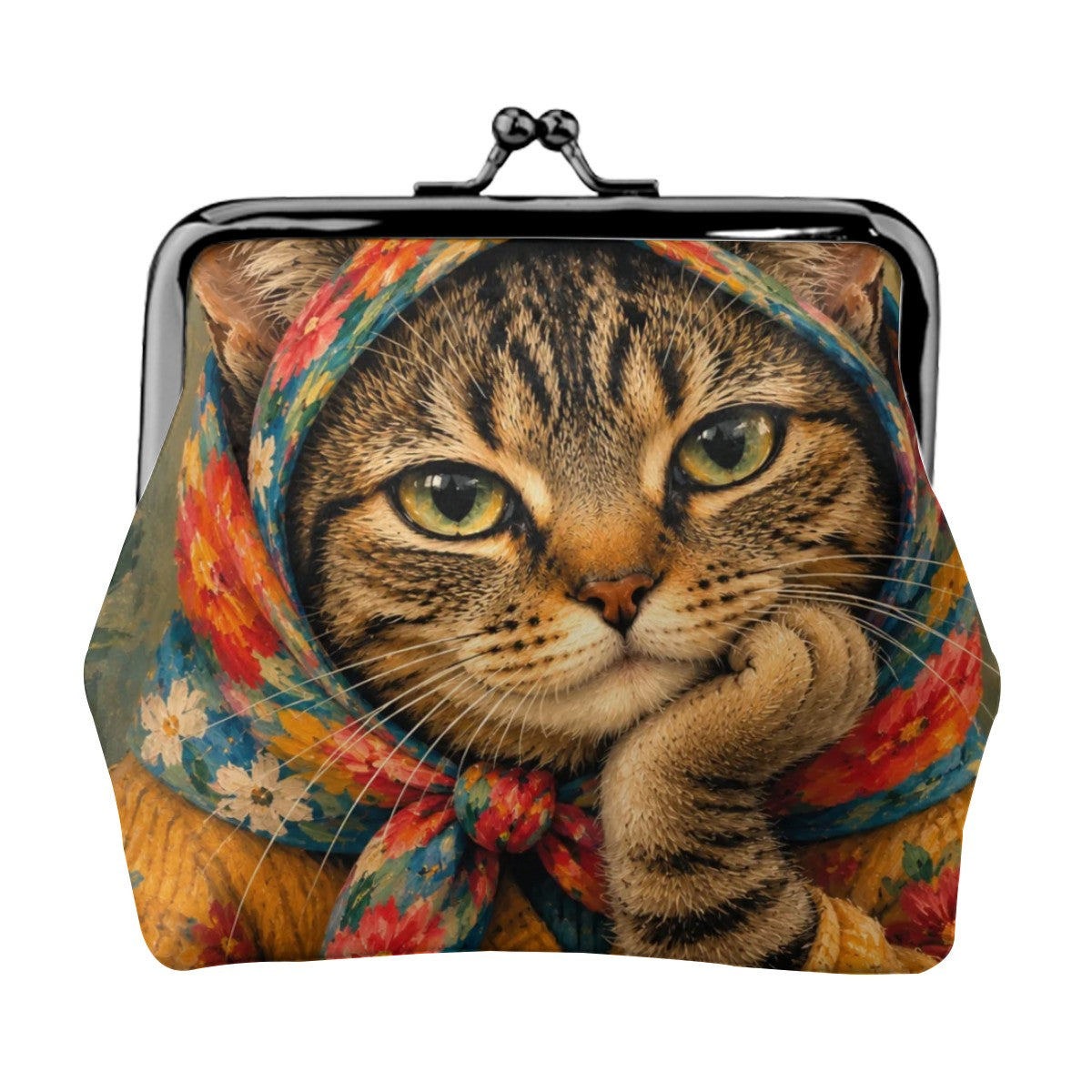 Babushka Cat Artsy Fartsy Lock Coin Purse portrait (1)