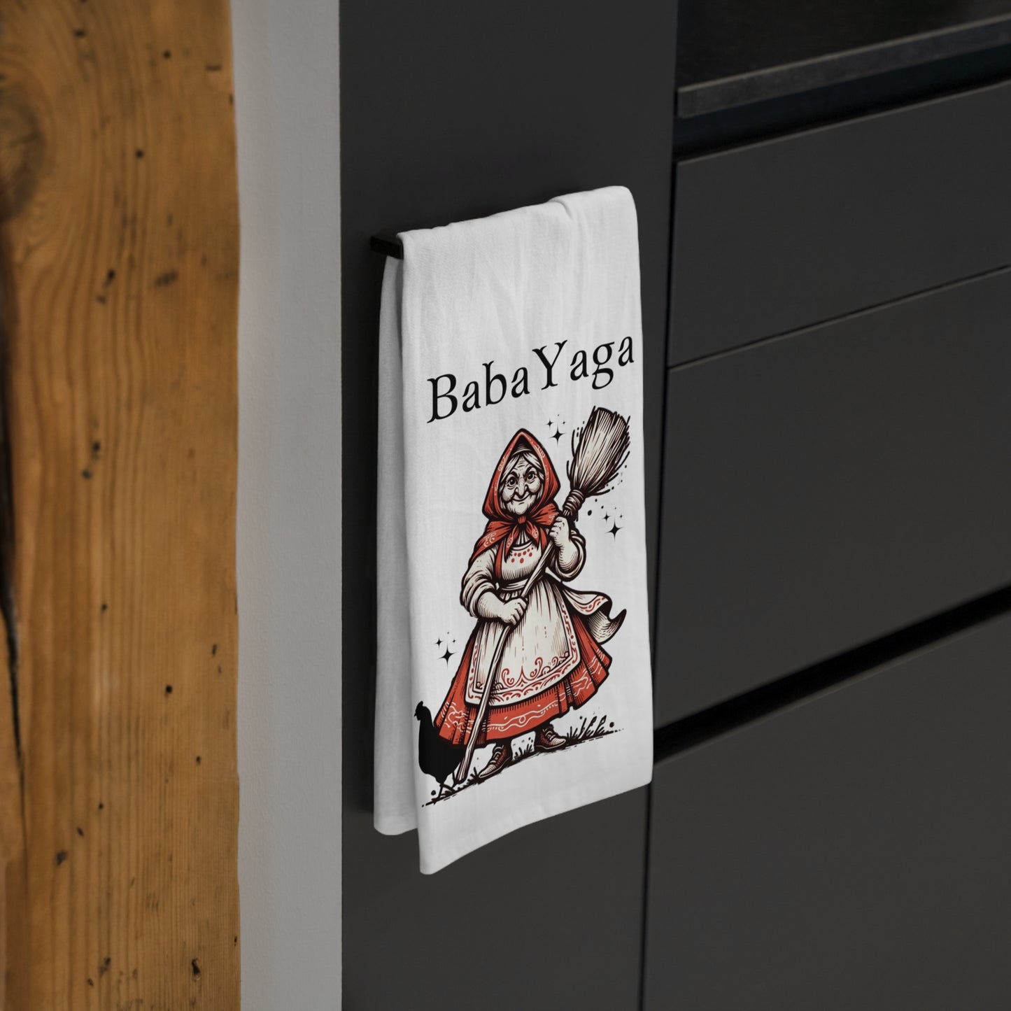 Baba Yaga Polish Folklore Tea Towel, Polish Gift, Hostess Gift