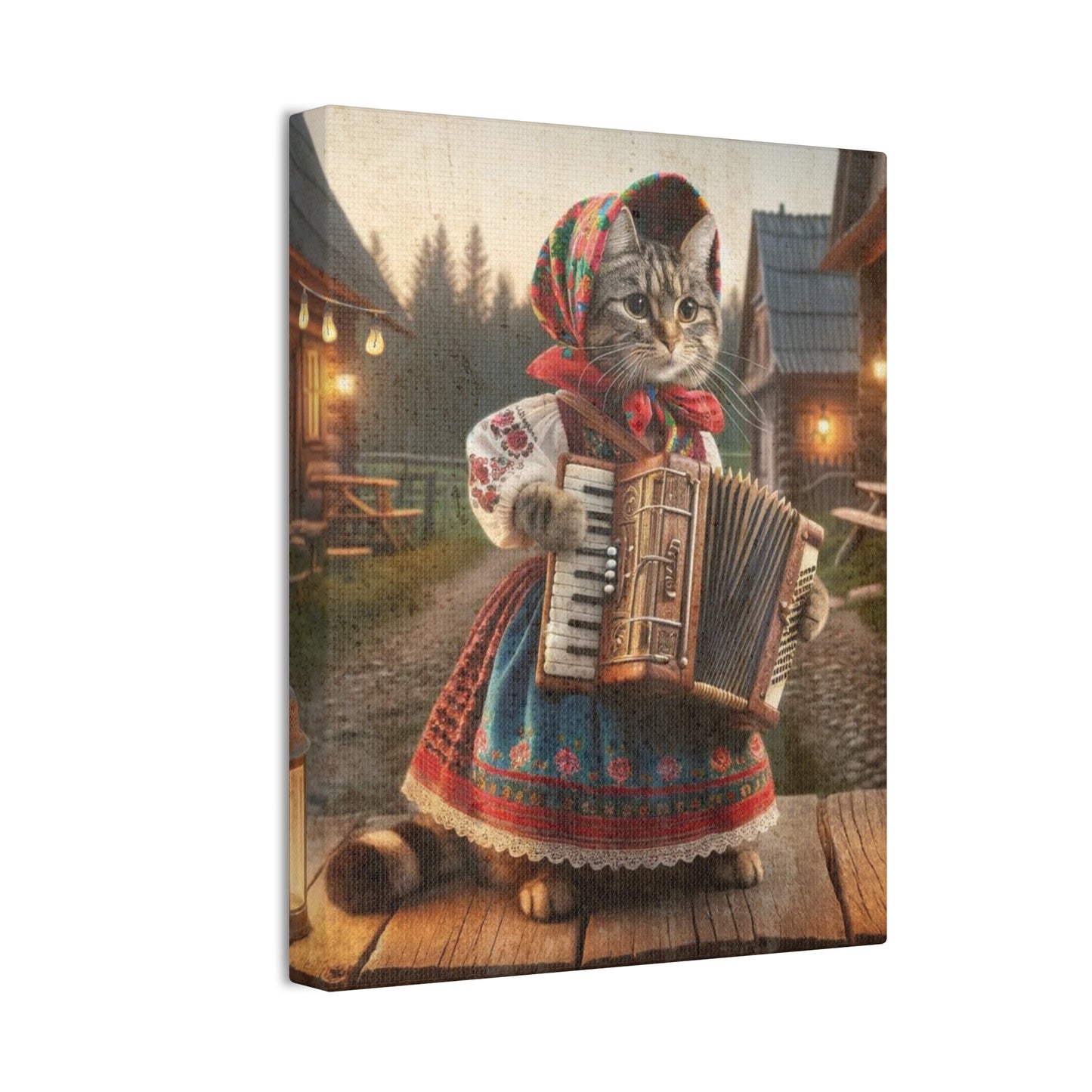 Babushka Cat Plays the Accordion