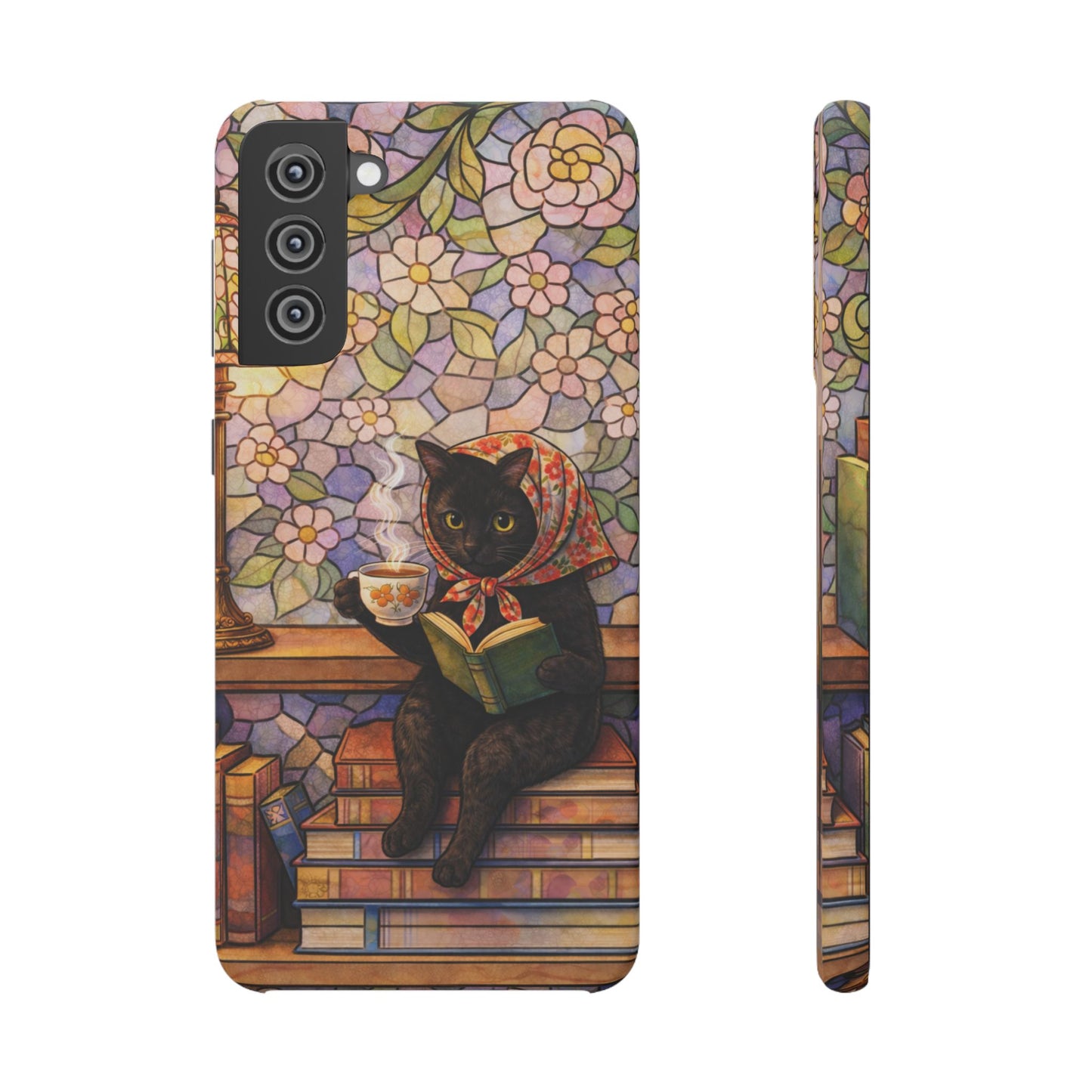 Babushka Cat Reads Artistic Literary Snap Phone Cases