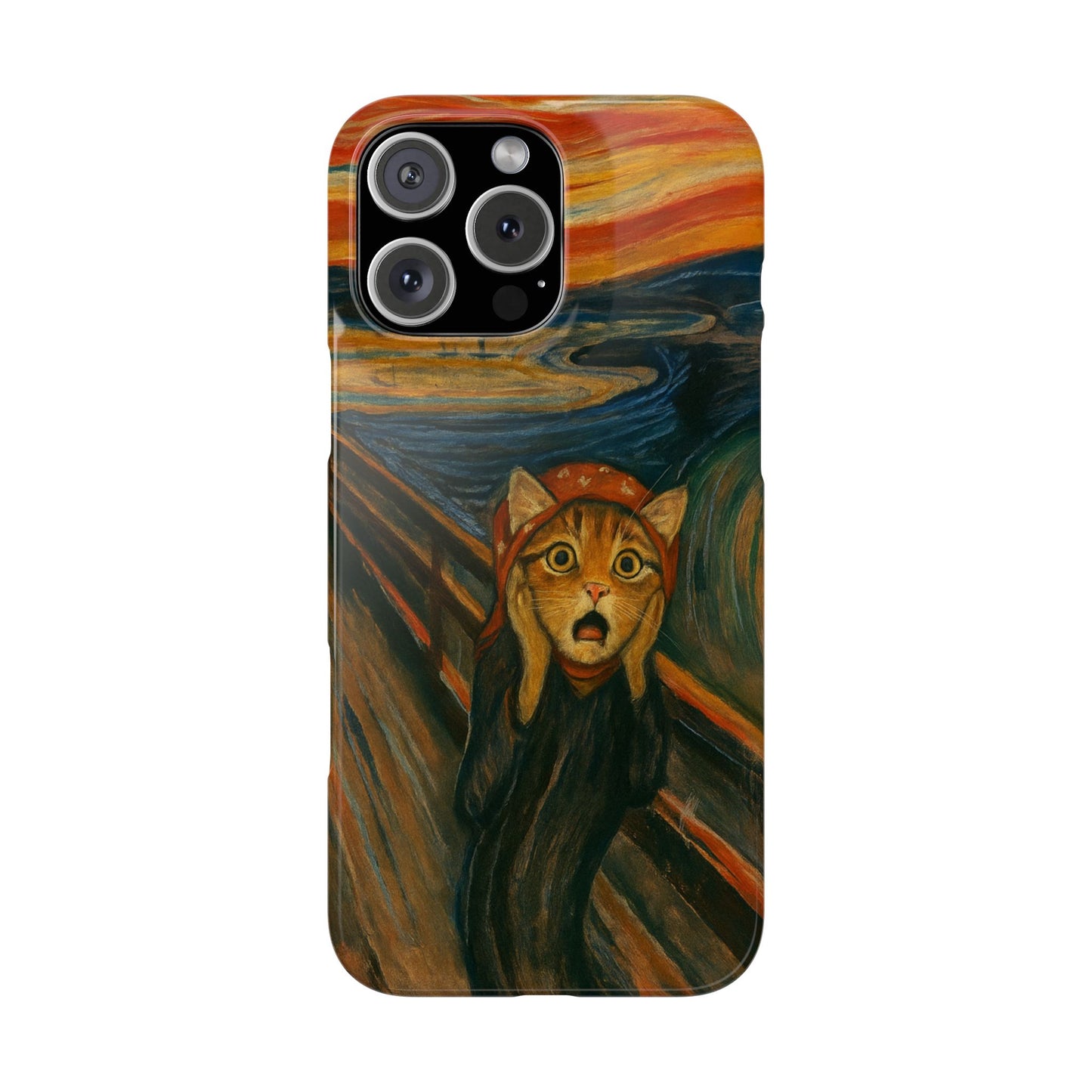 Babushka Cat x Edvard Munch The Scream Parody Art Snap Case