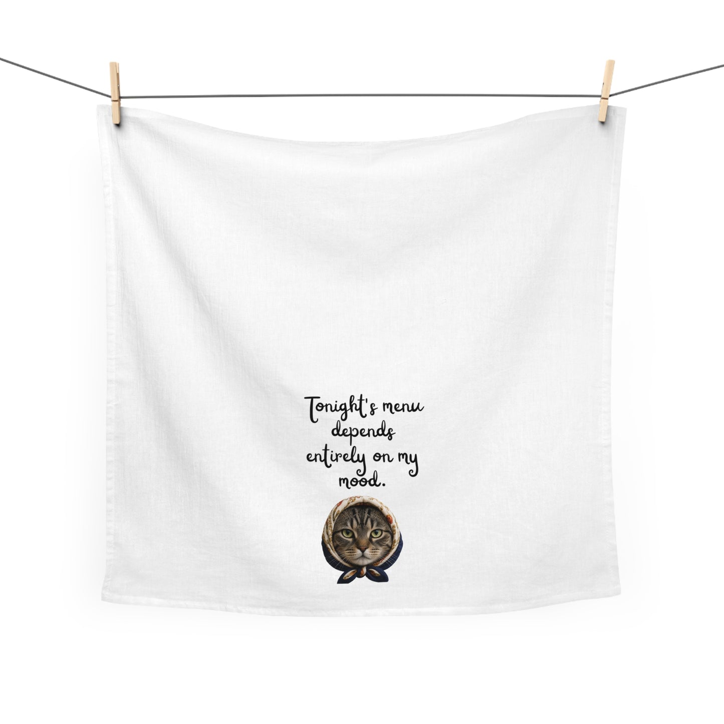 Babushka Tabby Cat Tea Towel