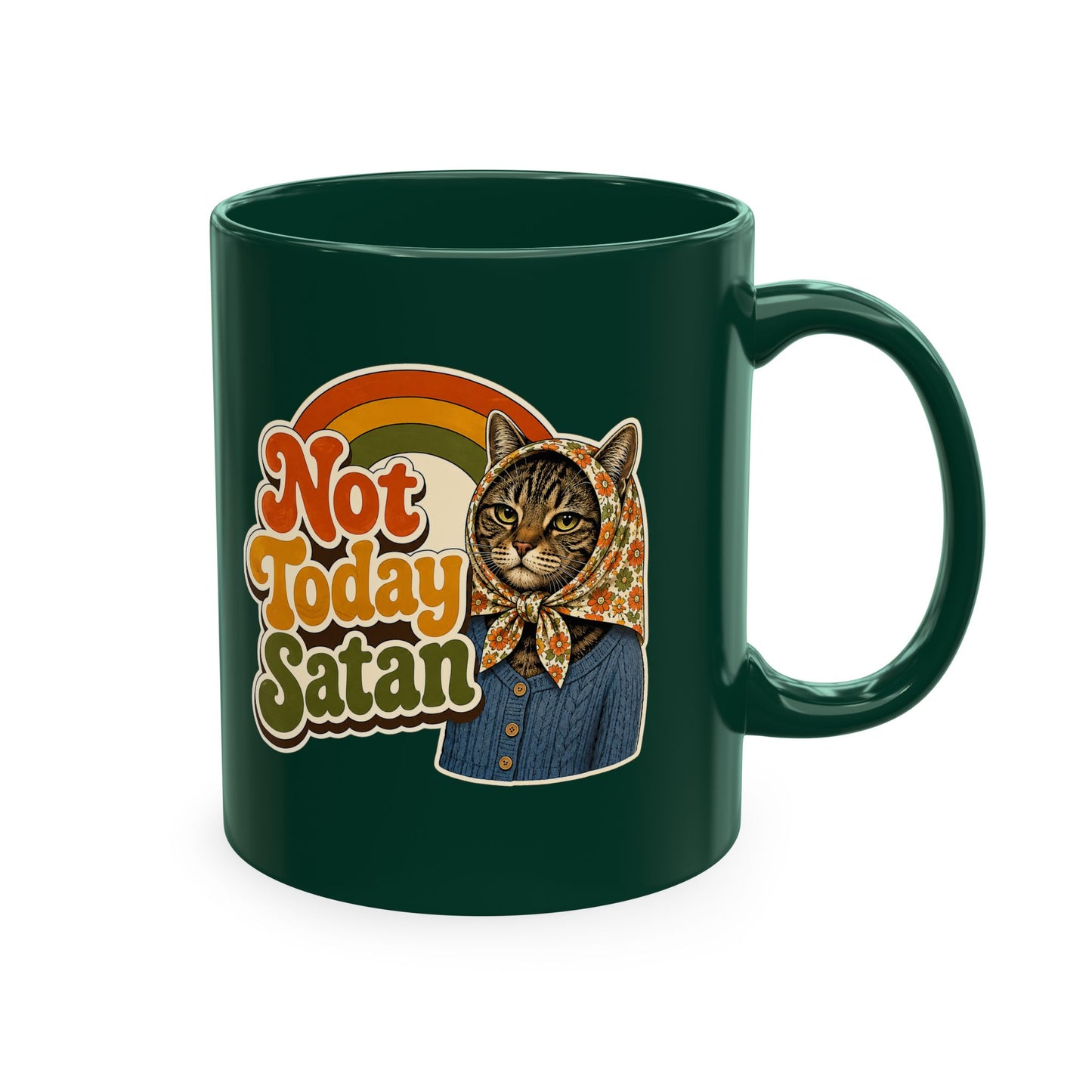 Babushka Cat-Not Today Satan-Traditional Ceramic Mug