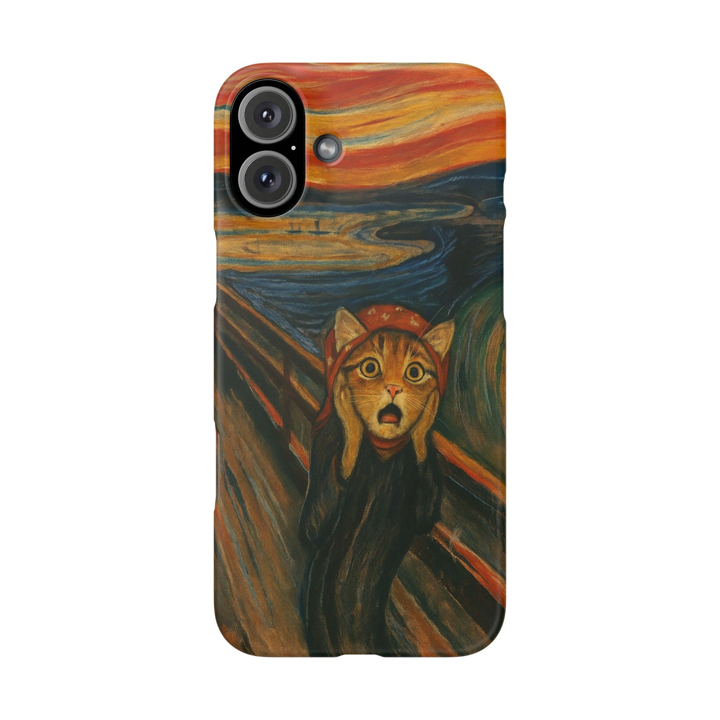 Babushka Cat x Edvard Munch The Scream Parody Art Snap Case