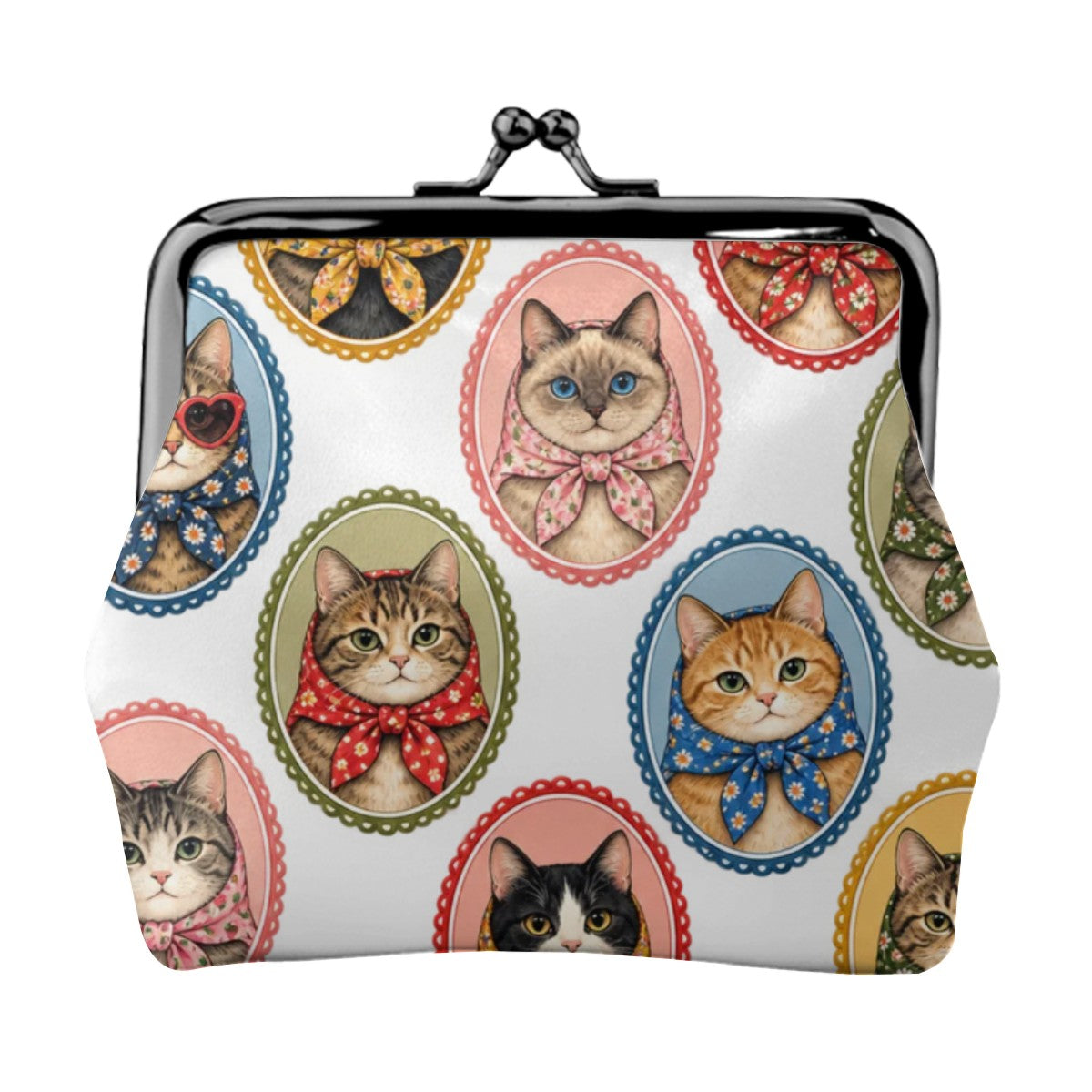 Babushka Cat Cameo Appearance Kisslock Coin Purse