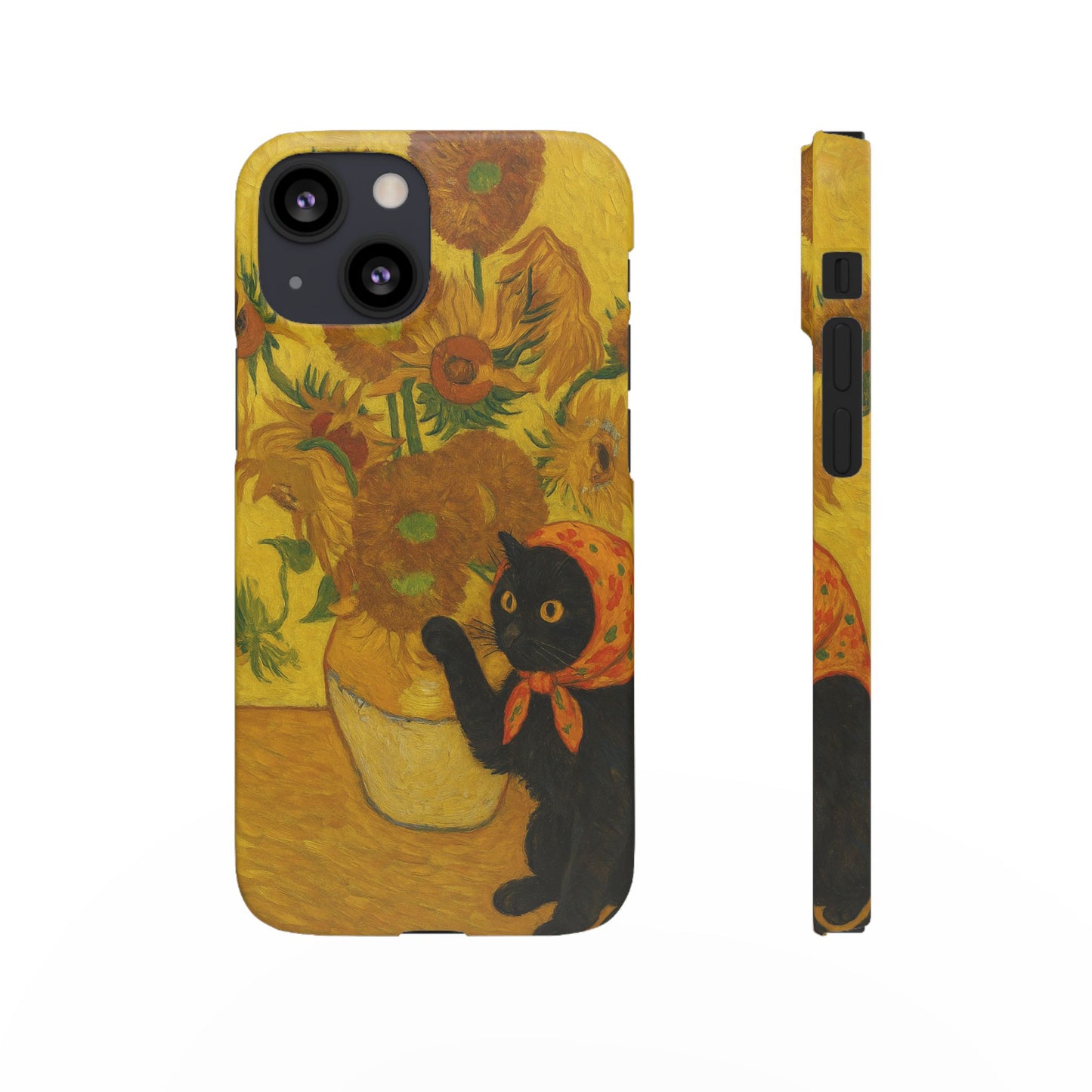 Babushka Cat Van Gogh Sunflowers Snap Phone Case