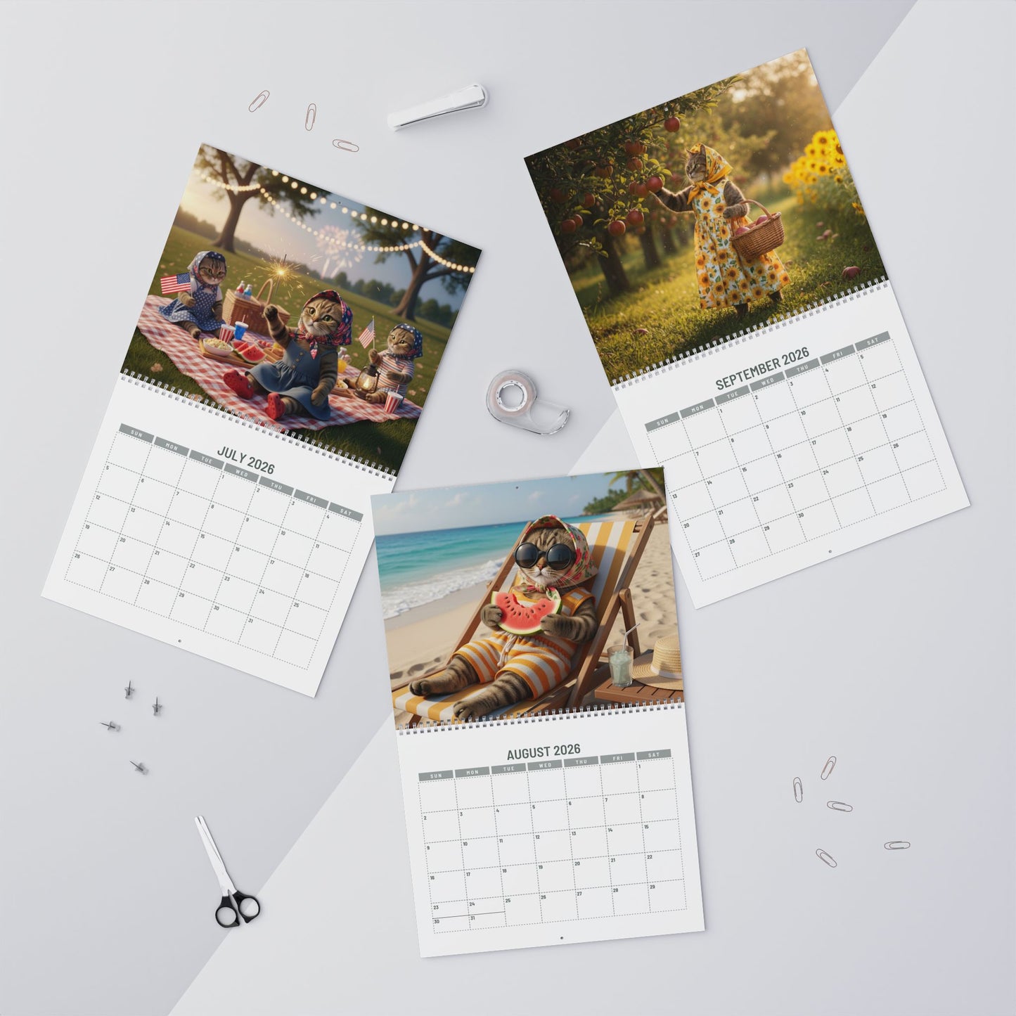 2026 Babushka Cat Wall Calendar-Photorealistic Version