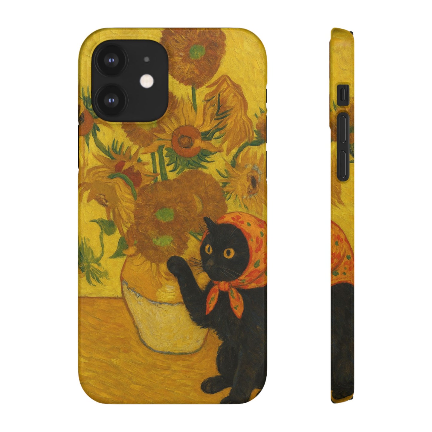 Babushka Cat Van Gogh Sunflowers Snap Phone Case