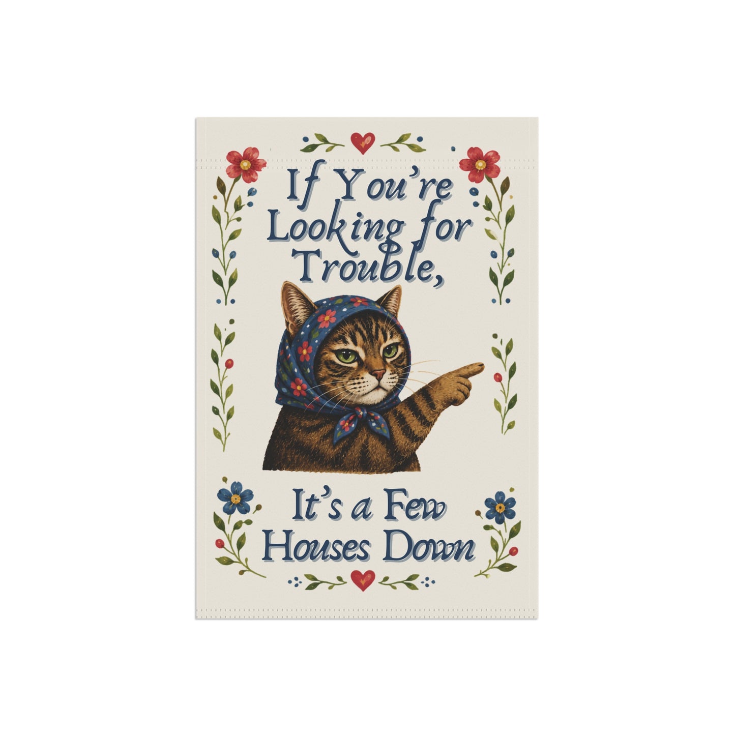 Babushka Cat Garden Flag Humor (no pole)