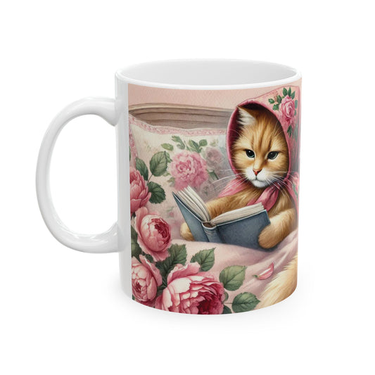 Reading Babushka Cat/Kitten Mug 11 oz.