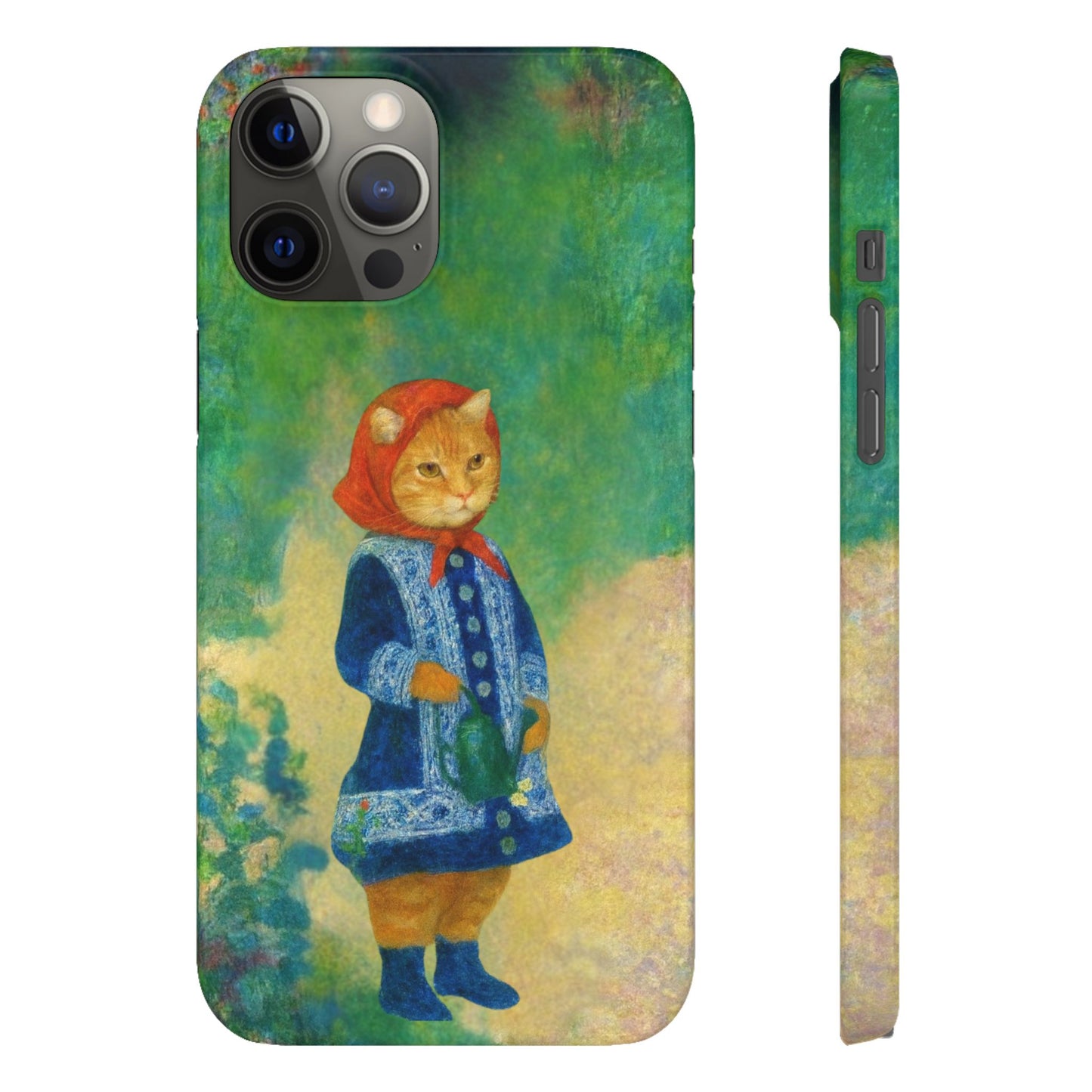 Babushka Cat With a Watering Can x Renoir Funny Art  Slim Phone Case