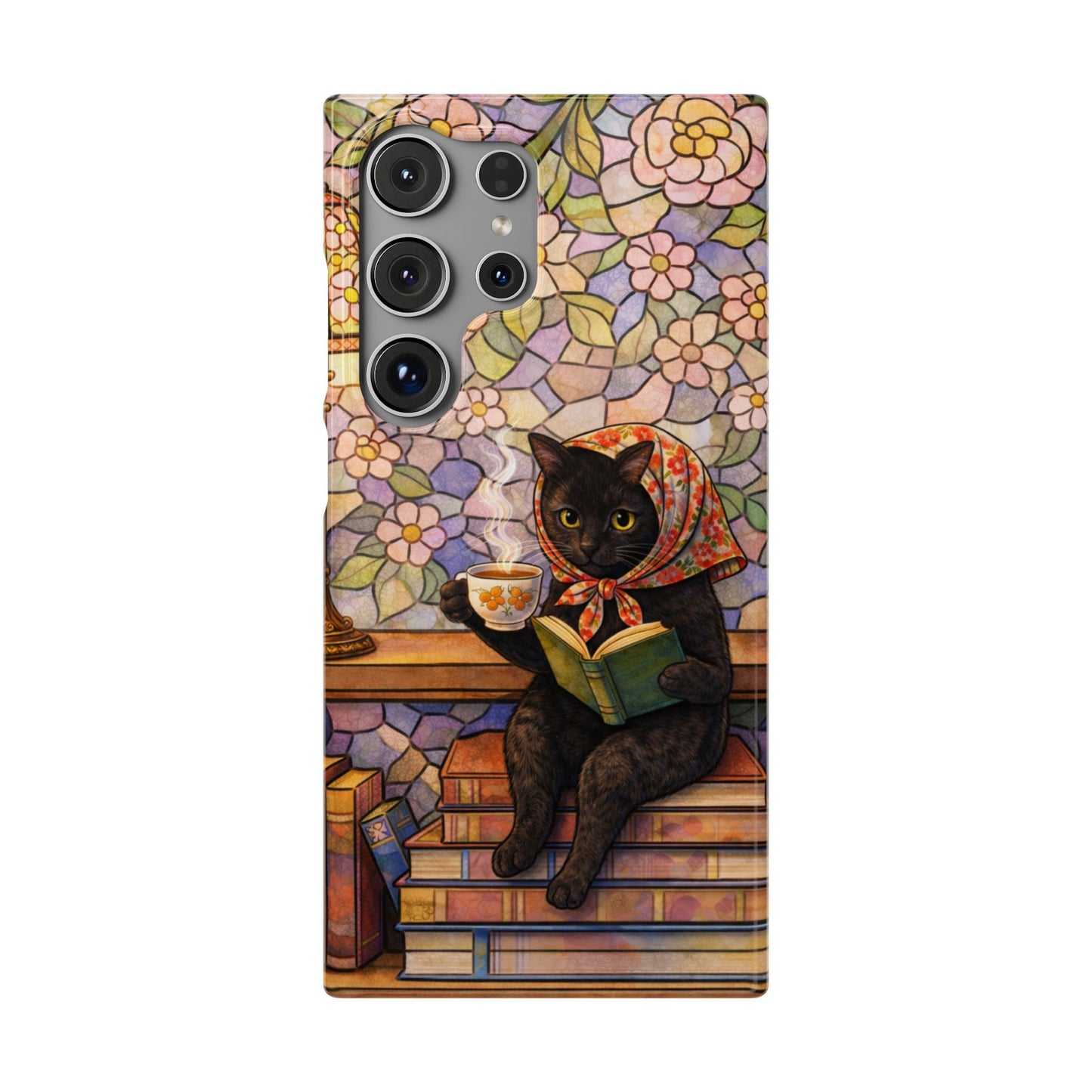 Babushka Cat Reads Artistic Literary Snap Phone Cases