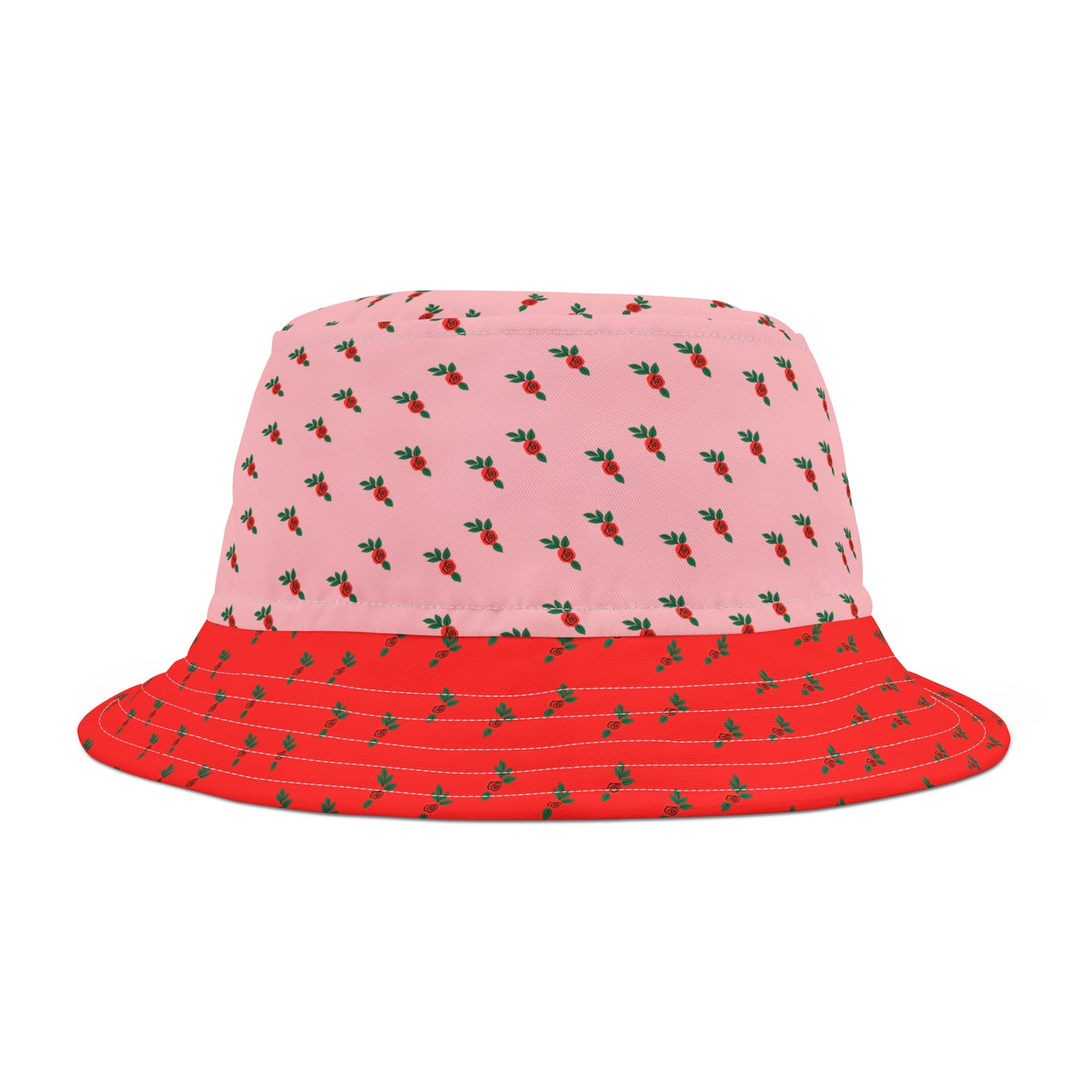 Red and Pink Floral Bucket Hat (AOP)