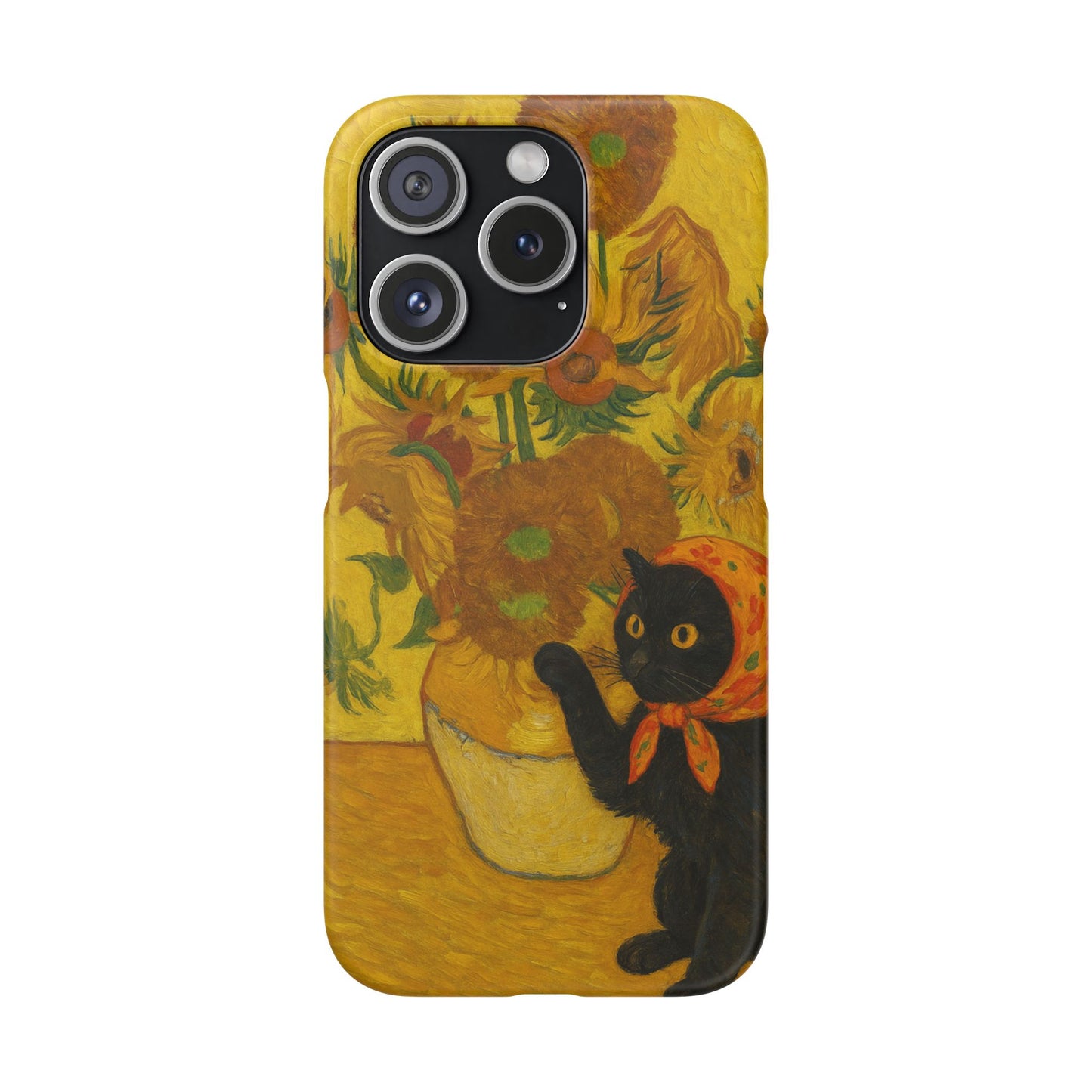 Babushka Cat Van Gogh Sunflowers Snap Phone Case