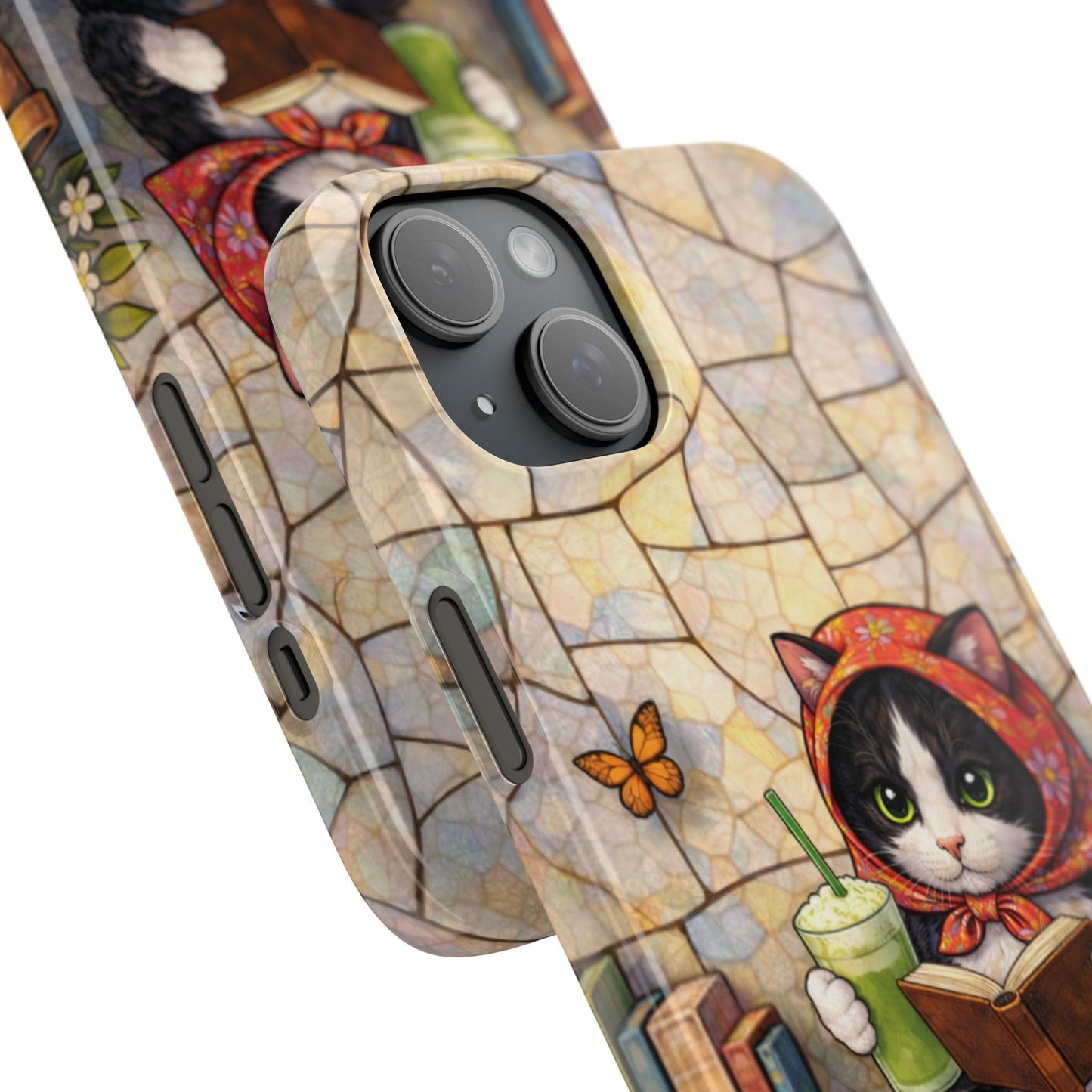 Babushka Cat Reads, Tuxedo Cat Literary Snap Phone Case