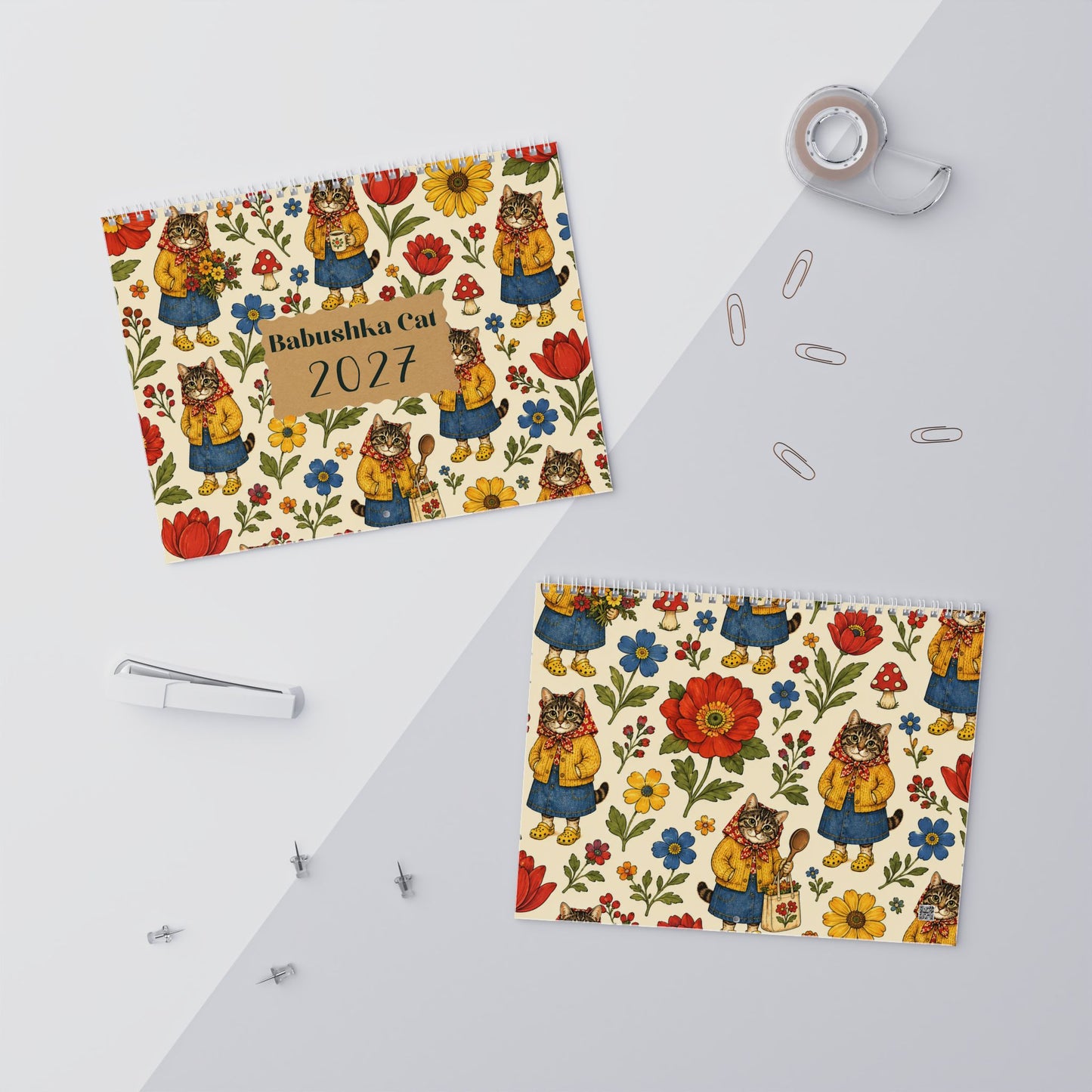 Babushka Cat 2027 Wall Calendar (2 Sizes)
