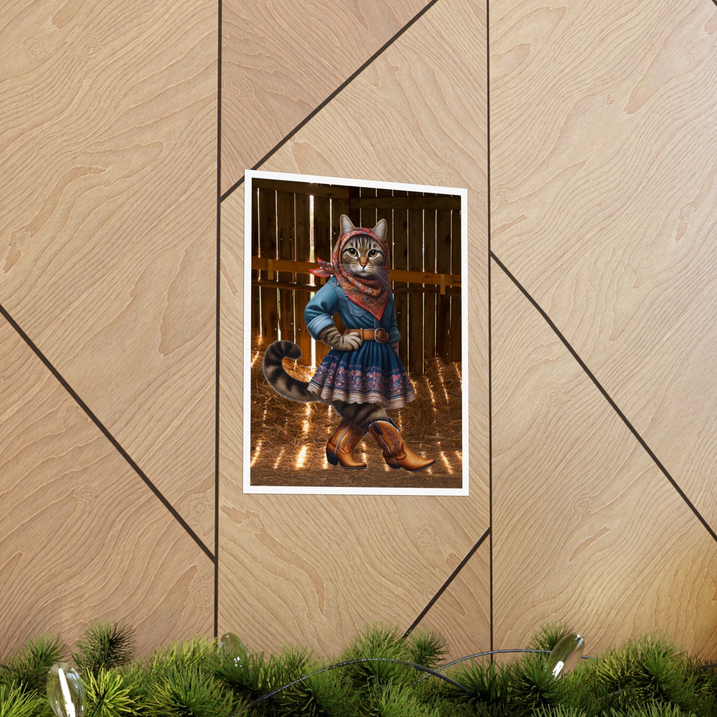 Babushka Cat Goes Country Matte Vertical Poster Wall Art