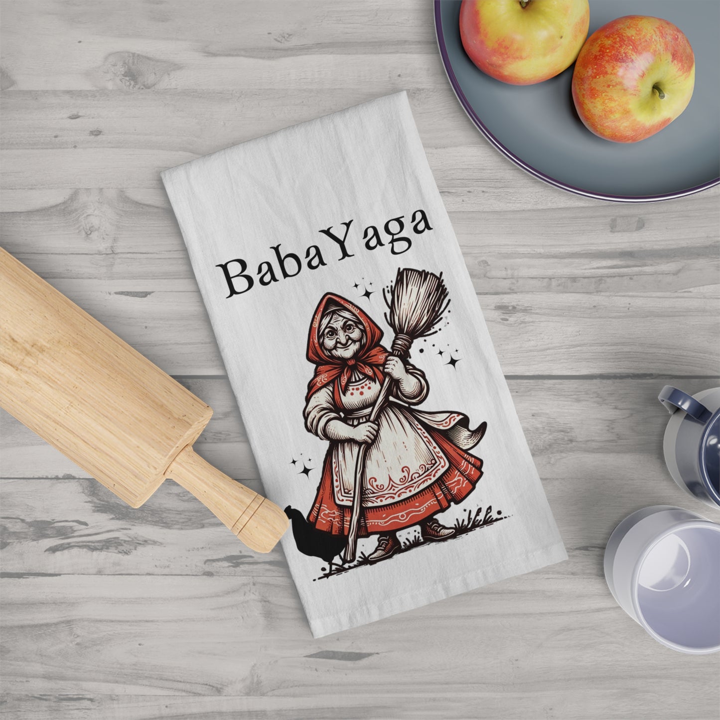 Baba Yaga Polish Folklore Tea Towel, Polish Gift, Hostess Gift