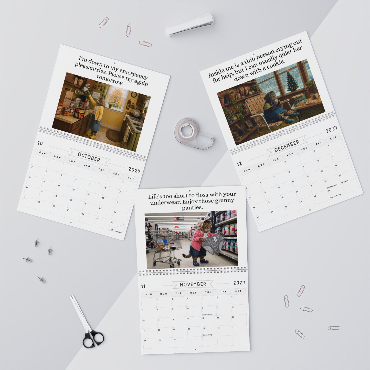 Babushka Cat 2027 Wall Calendar (2 Sizes)