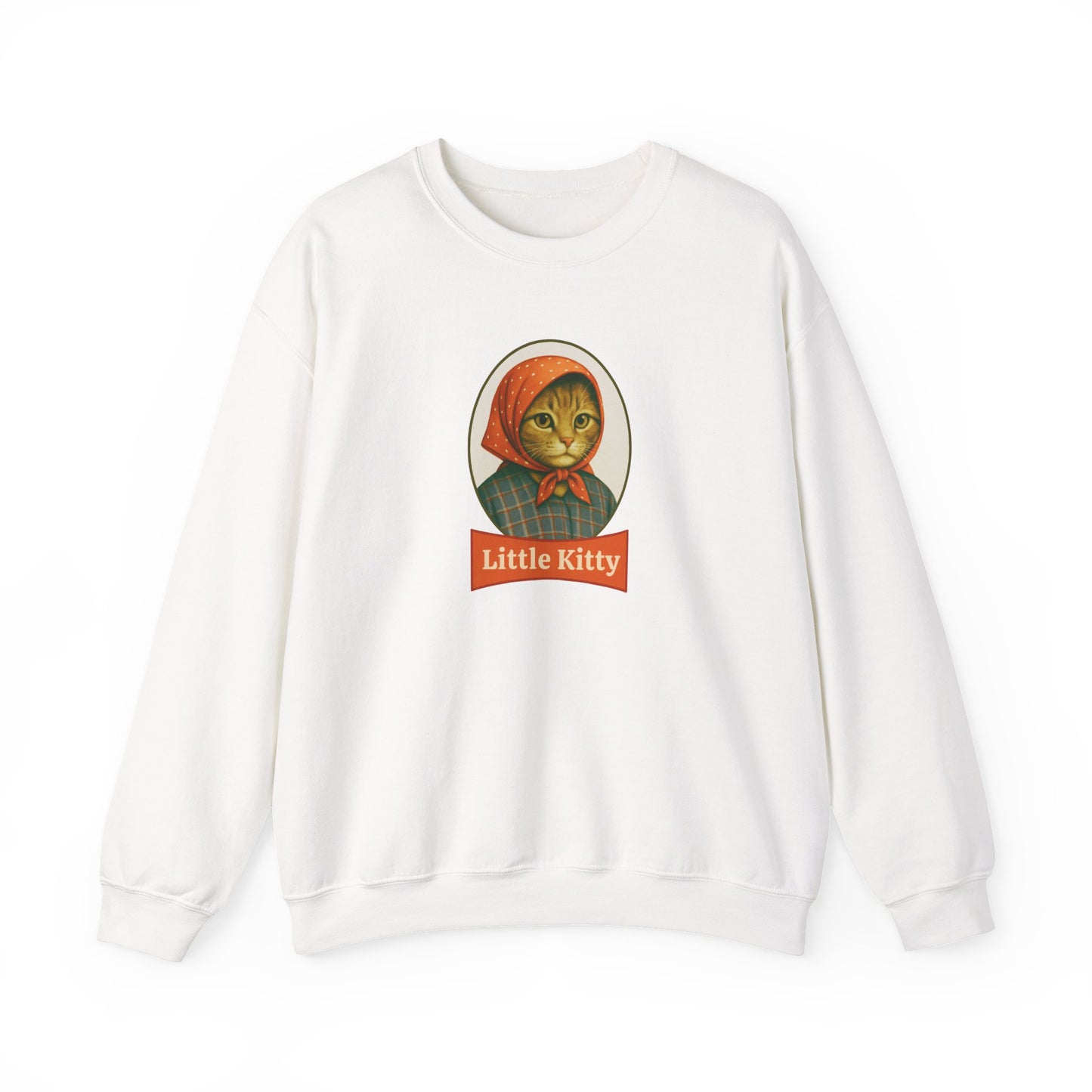 Babushka Cat Parody Little Kitty Humorous Logo Cozy Crewneck Sweatshirt