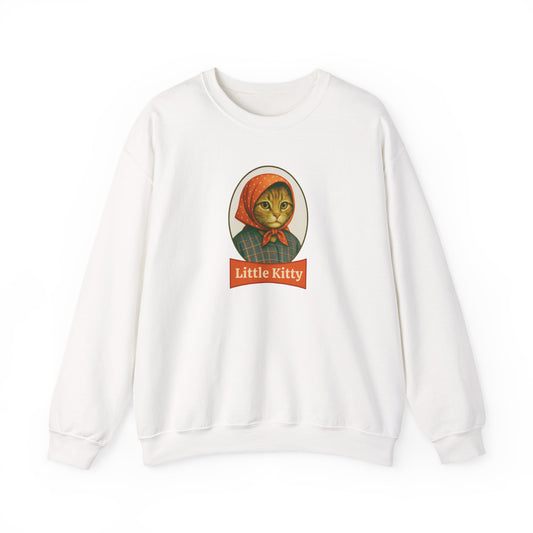 Babushka Cat Parody Little Kitty Humorous Logo Cozy Crewneck Sweatshirt
