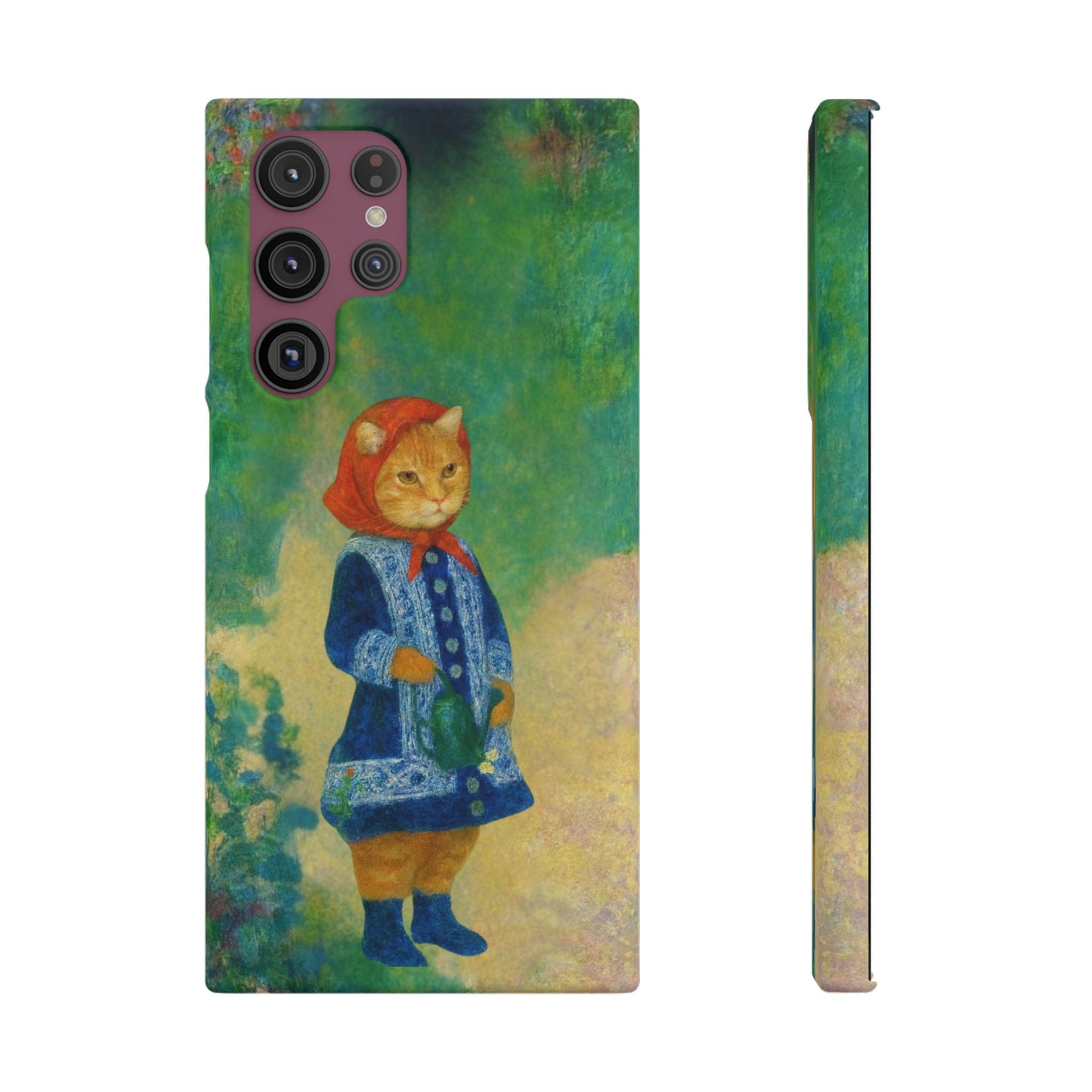 Babushka Cat With a Watering Can x Renoir Funny Art  Slim Phone Case