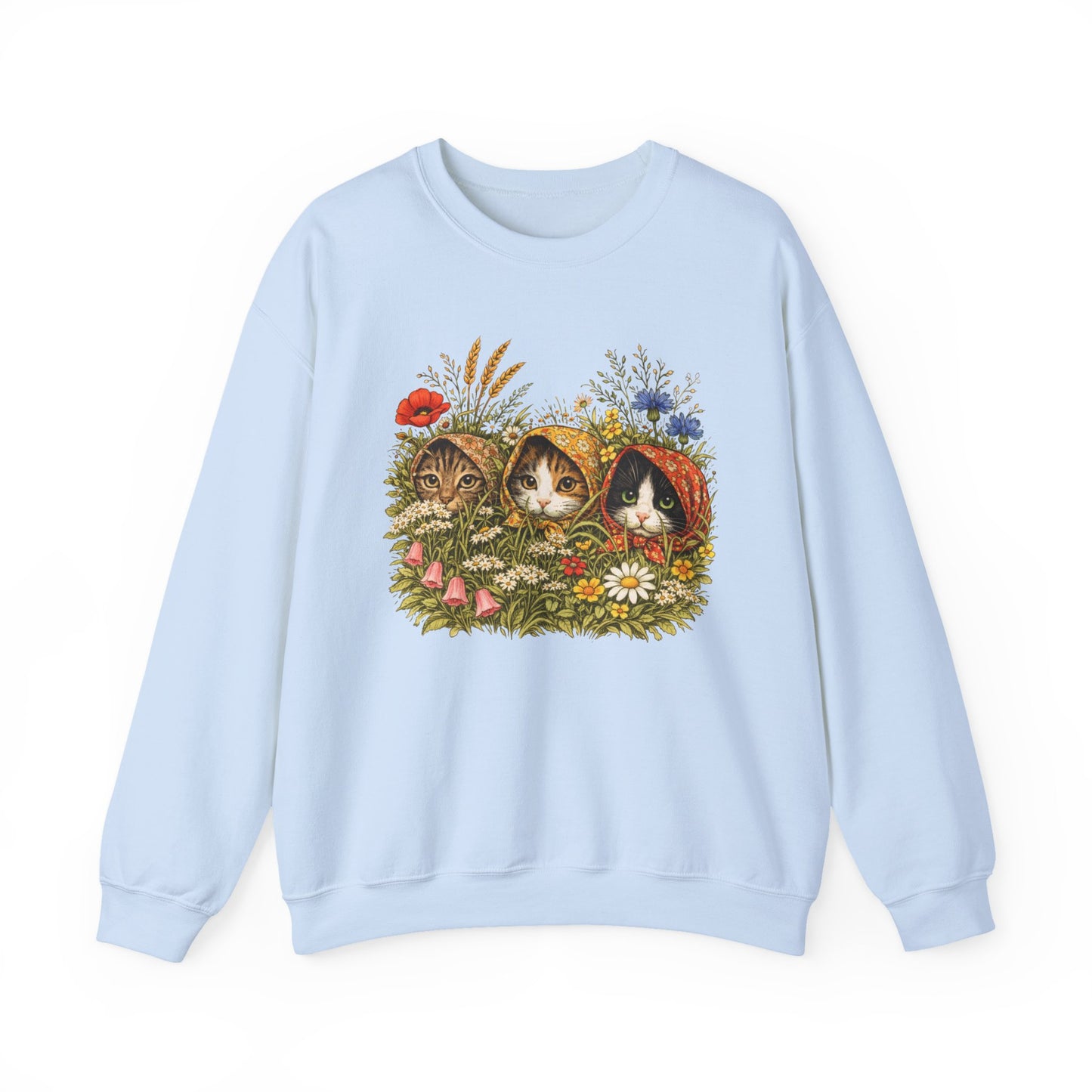Babushka Cats Wildflower Unisex Heavy Blend™ Crewneck Sweatshirt