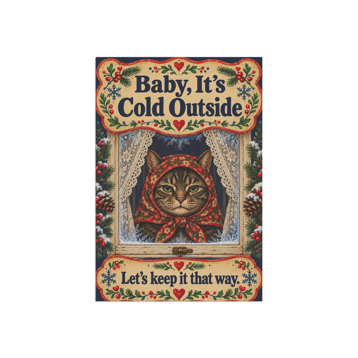Babushka Cat Winter Humor Garden Flag (no pole)