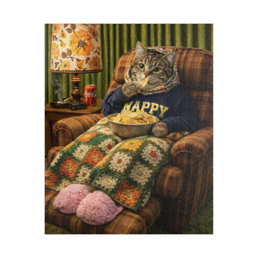 Babushka Cat Bad Habits Retro Theme Puzzle (520 Piece)