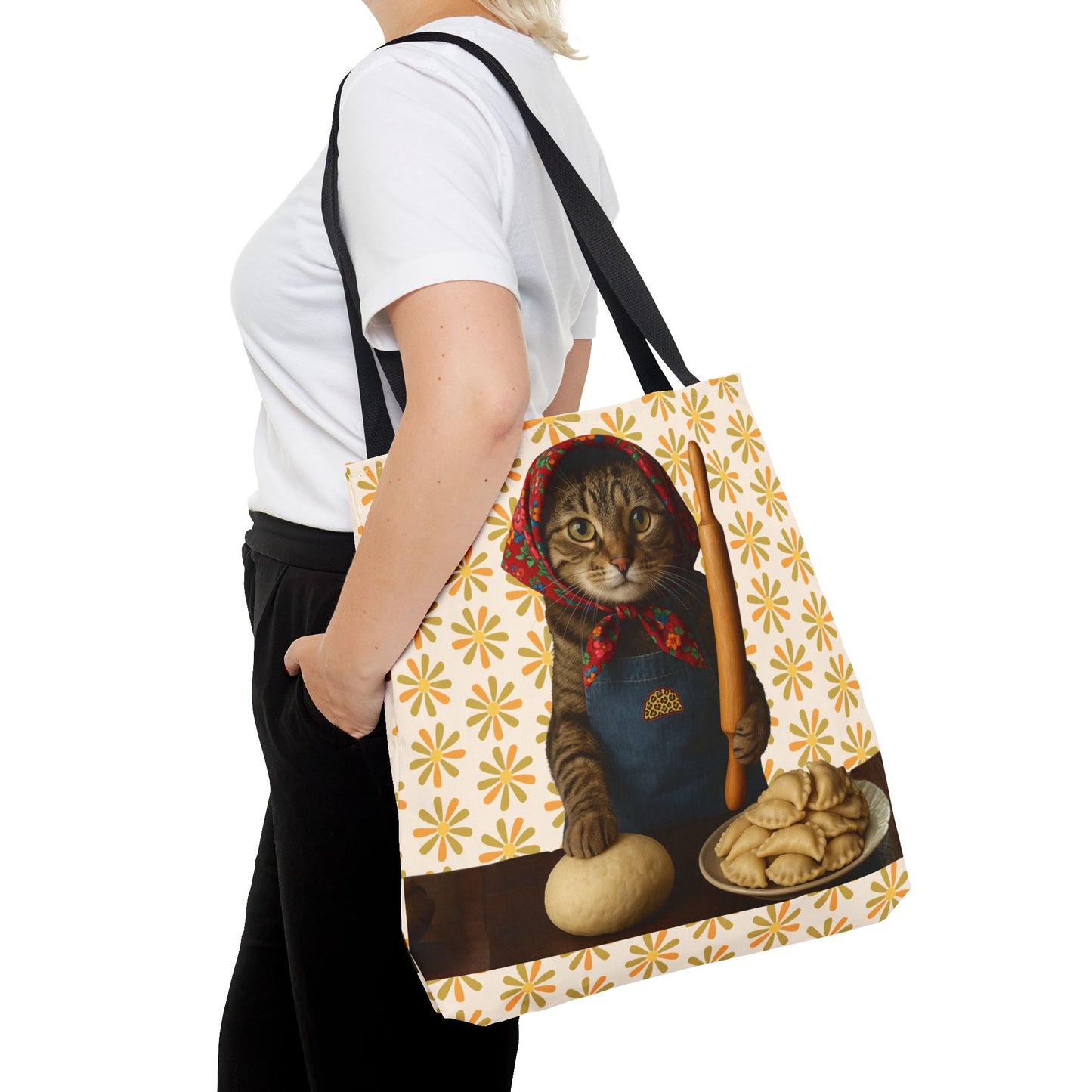 Babushka Cat ™ Adorable Polish Theme Tote Bag (AOP), Pierogi Gifts