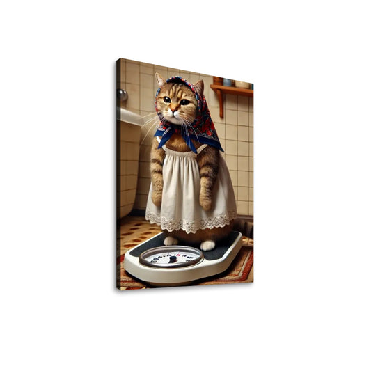 Kitschy Cat, Babushka Cat Weighs In Canvas Print Wall Art