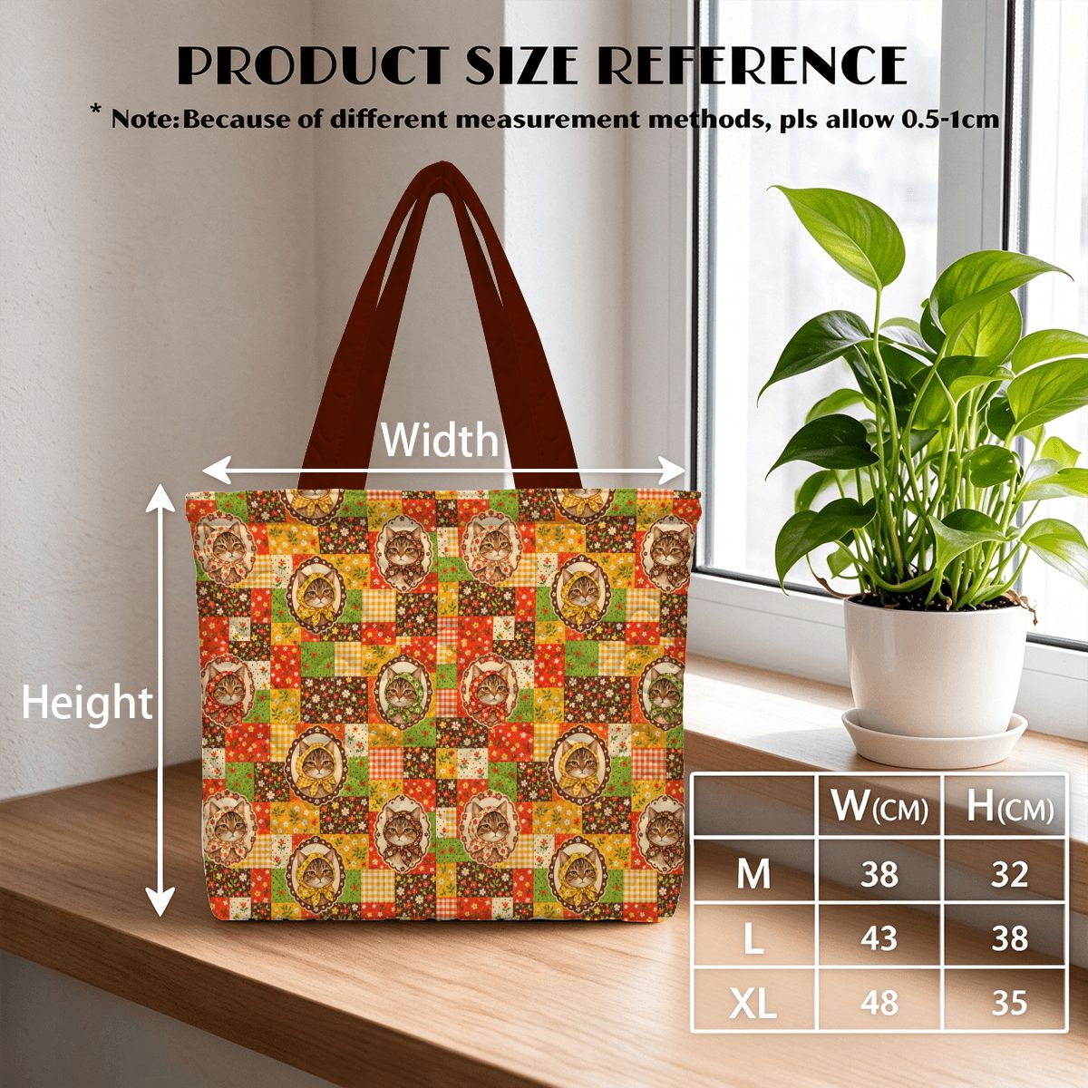 Babushka Cat 70's Pattern Quilted Tote