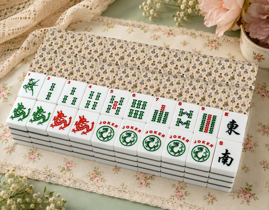 Babushka Cat Pretty on the Bench Floral Traditional American Mahjong Tile Set
