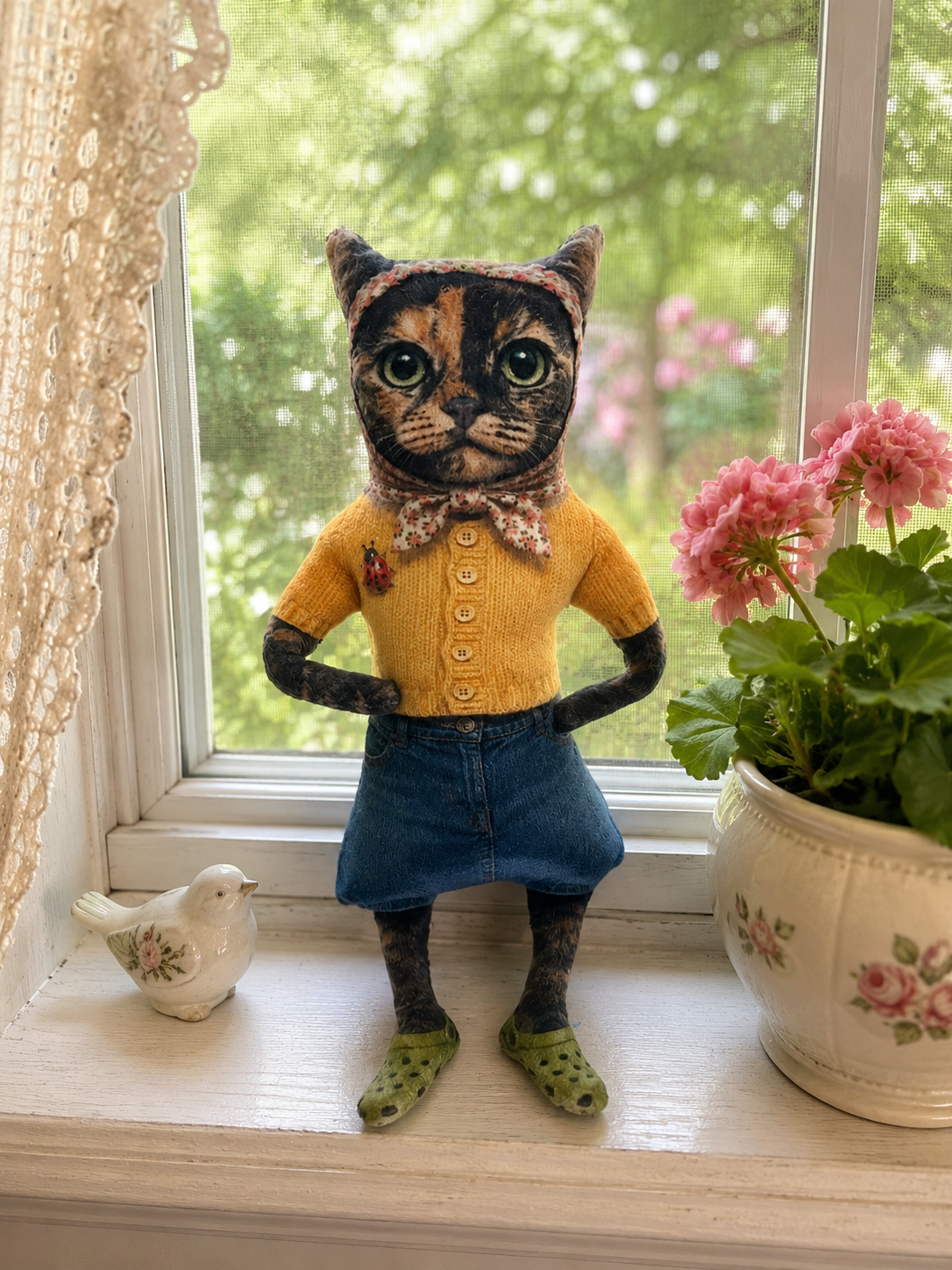 Babushka Cat Calico/Tortie Cat Posie Doll