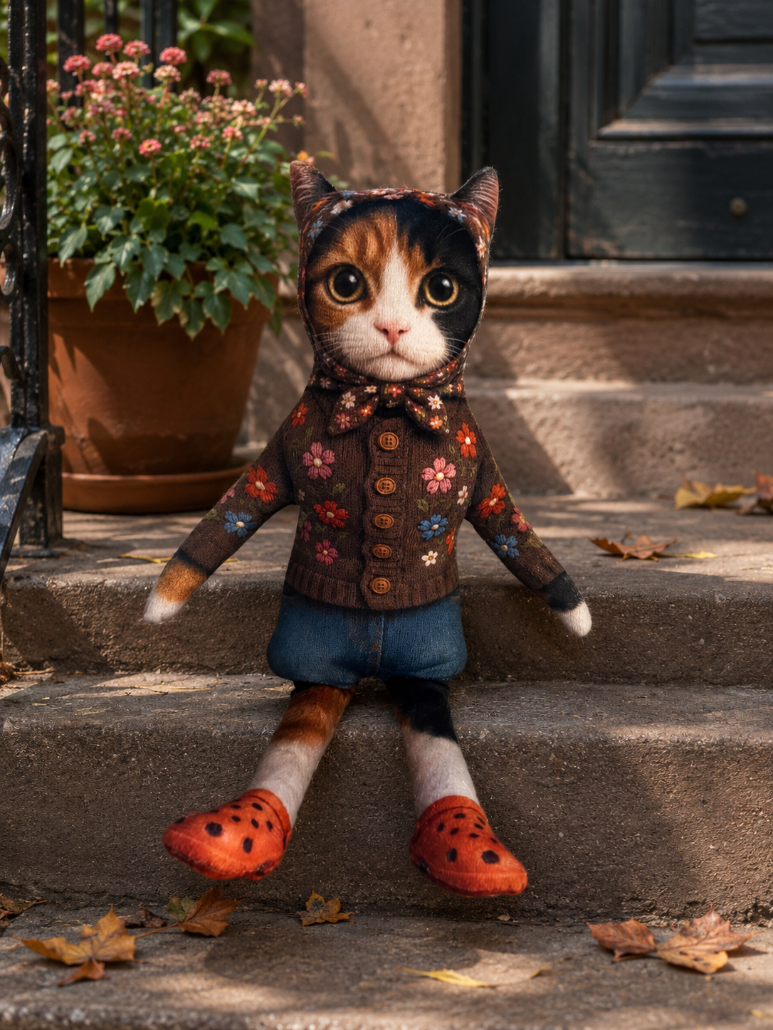 Babushka Cat Calico Bendy Doll