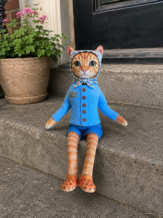 Babushka Cat Orange Tabby Bendy Dol