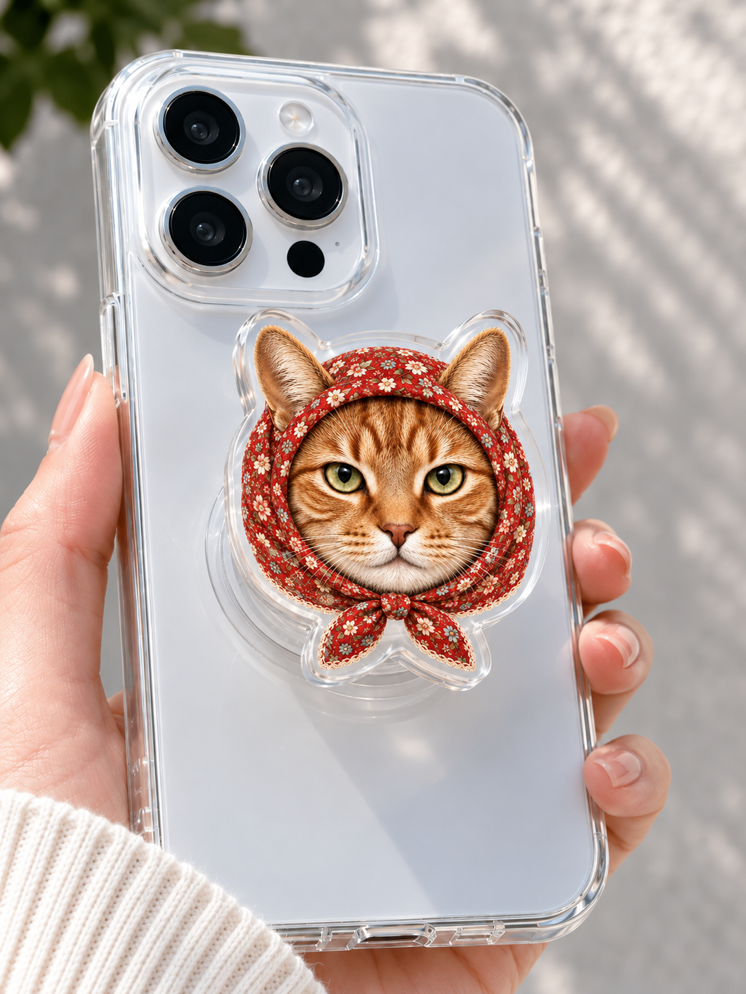 Orange Tabby Phone Grip Shaped Acrylic Phone Grip
