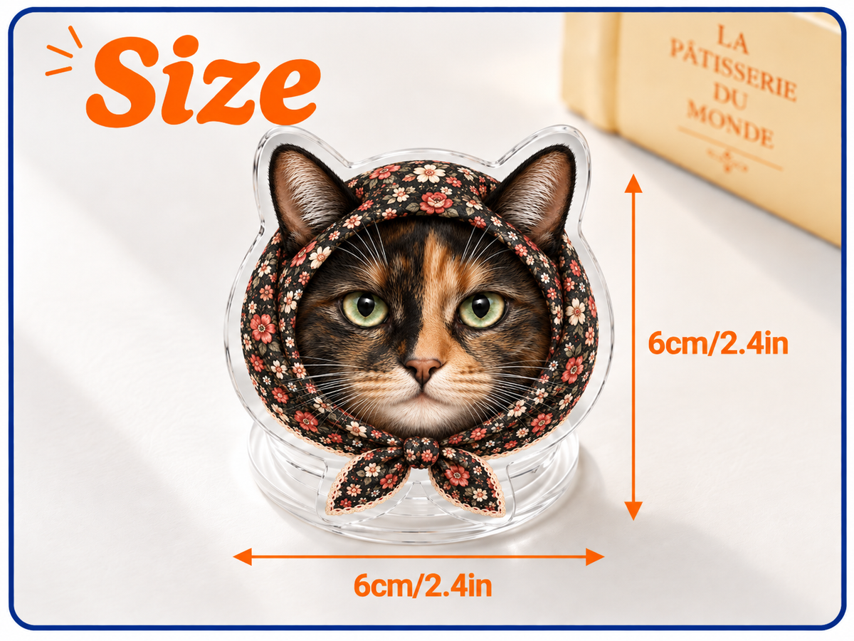 Babushka Tortie Cat Acrylic Phone Grip