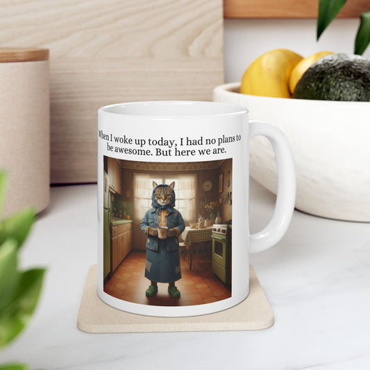Babushka Cat Awesome Today Cat Humor Ceramic Mug